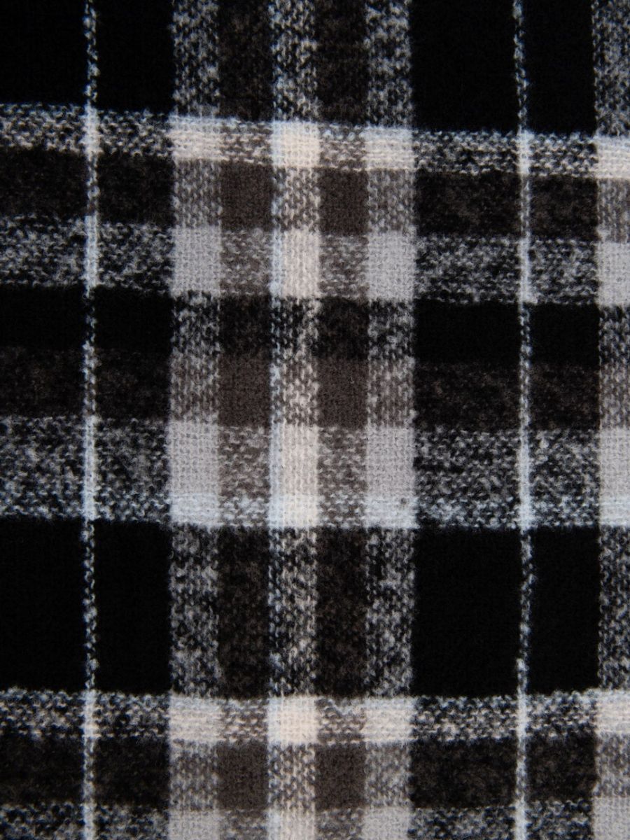 ALTA PLAID FRAYED EDGE SCARF-BLK/GRY