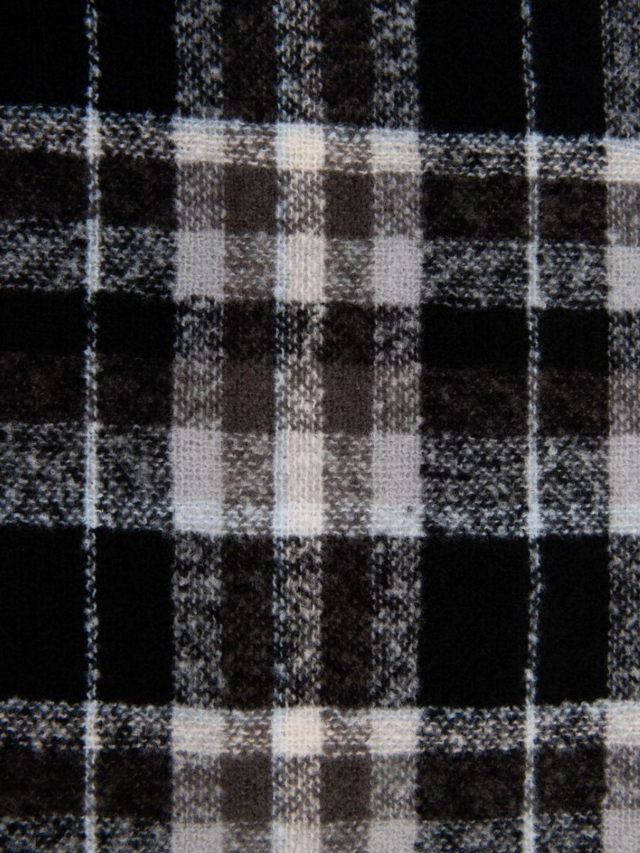 ALTA PLAID FRAYED EDGE SCARF-BLK/GRY