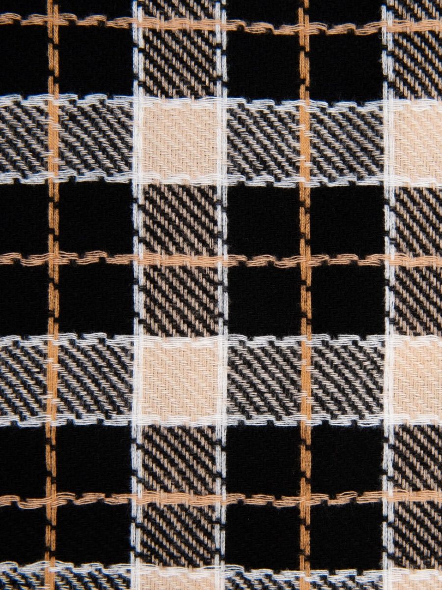 HERMON CLASSIC PLAID SCARF-BLK BEIGE