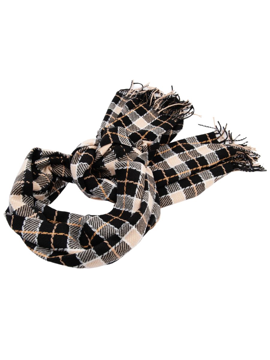 HERMON CLASSIC PLAID SCARF-BLK BEIGE