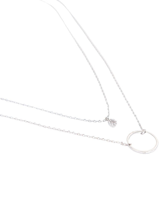 WHITE GOLD DIPPED CIRCLE LAYERING NECKLACE