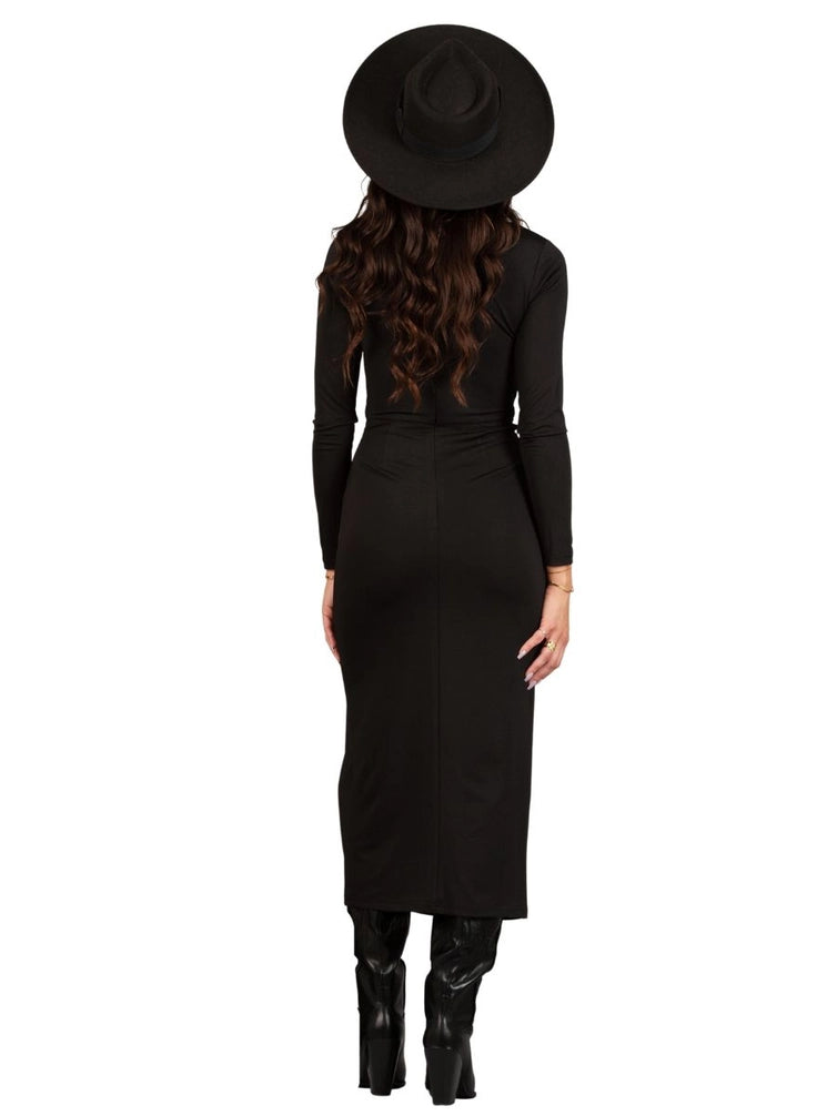 ARIA OPEN MIDRIFF DRESS-NOIR