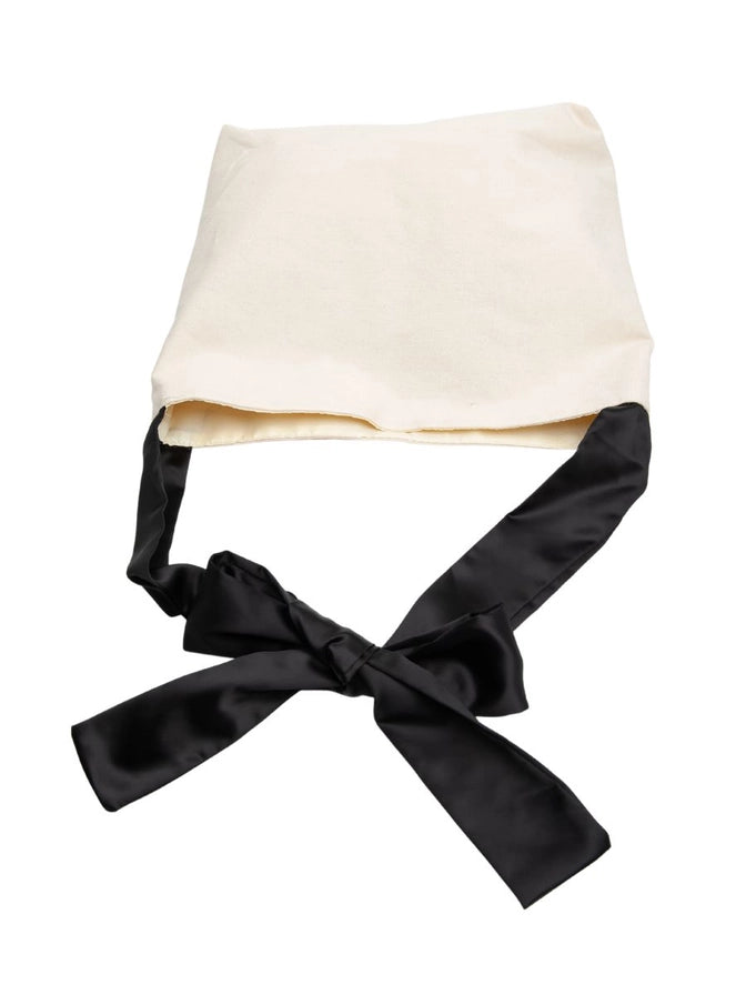 Women's Canvas tote purse bag with black satin bow handle