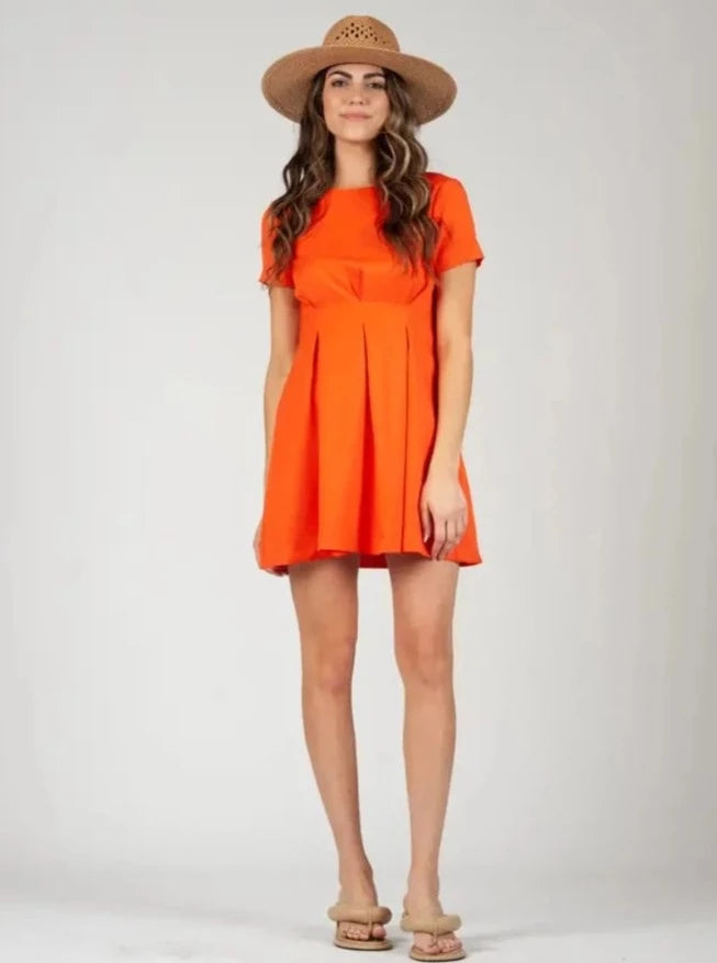 RAY PLEAT FRONT DRESS-SUNKIST