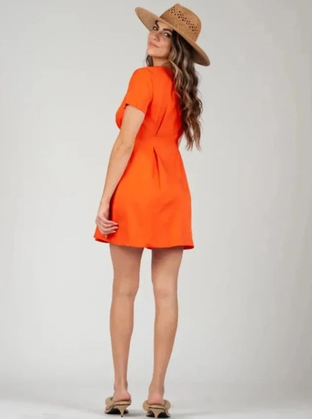 RAY PLEAT FRONT DRESS-SUNKIST
