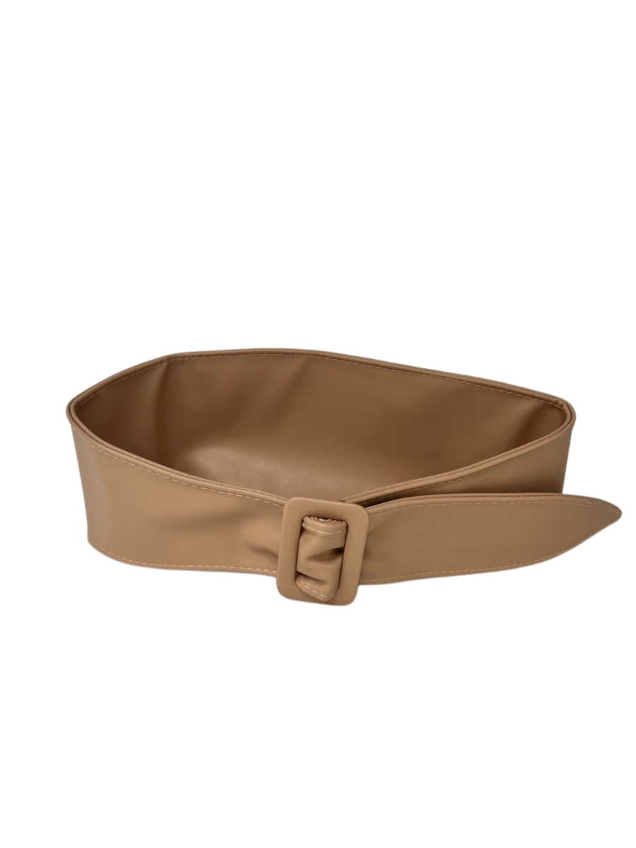 TISHA SQ BUCKLE VEGAN BELT  - Nude Pink