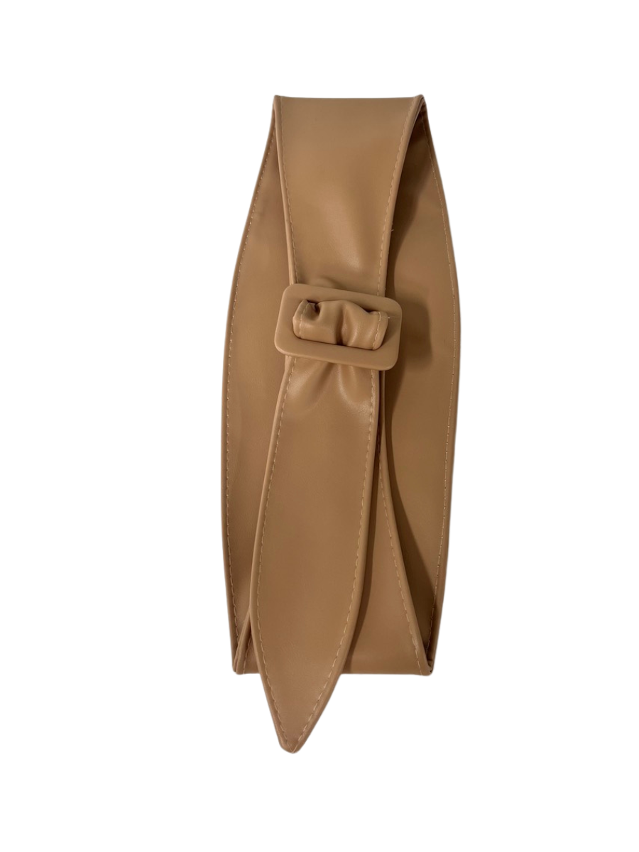 TISHA SQ BUCKLE VEGAN BELT  - Nude Pink