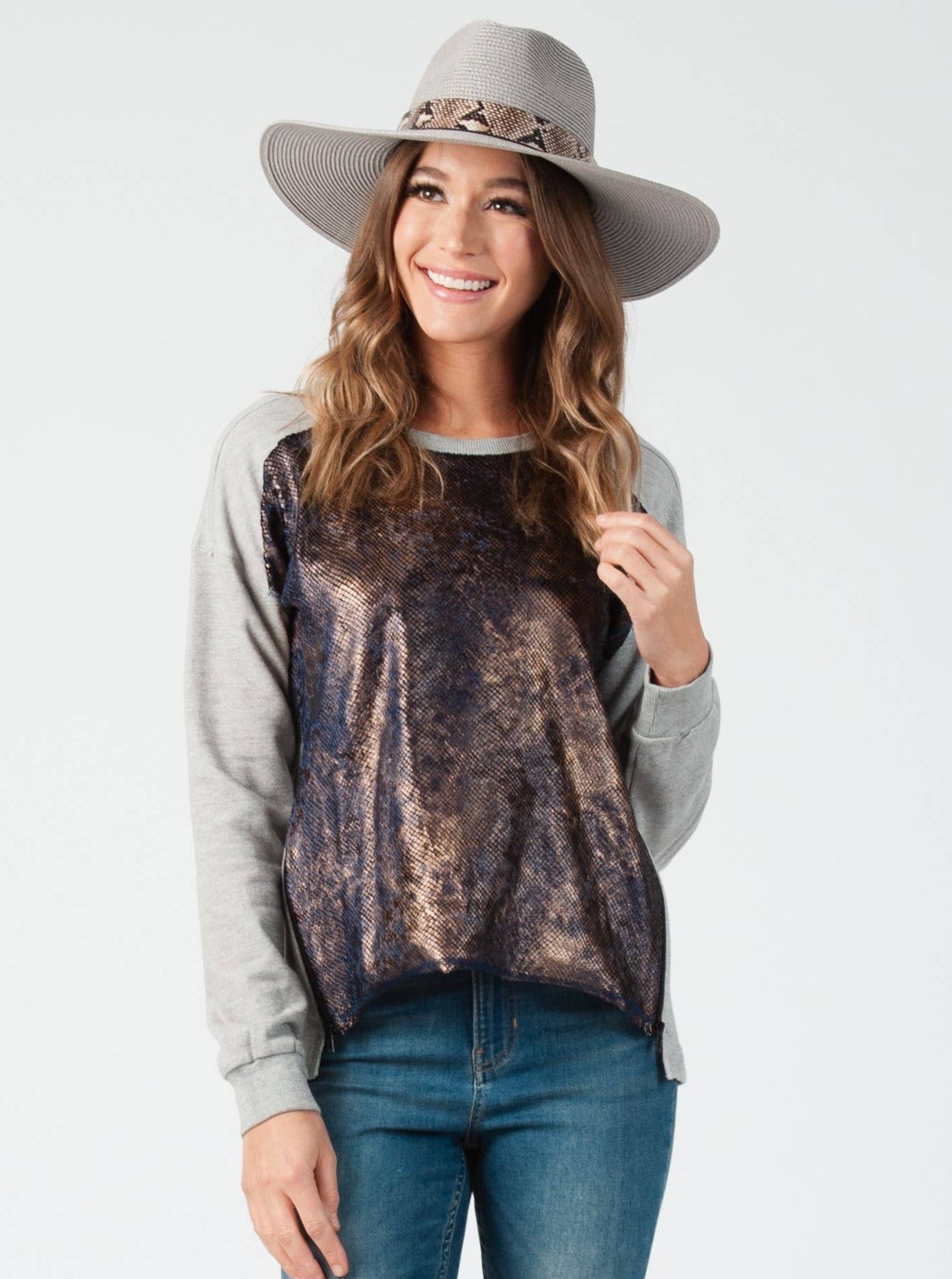 HI LO SWEATER-H. GREY