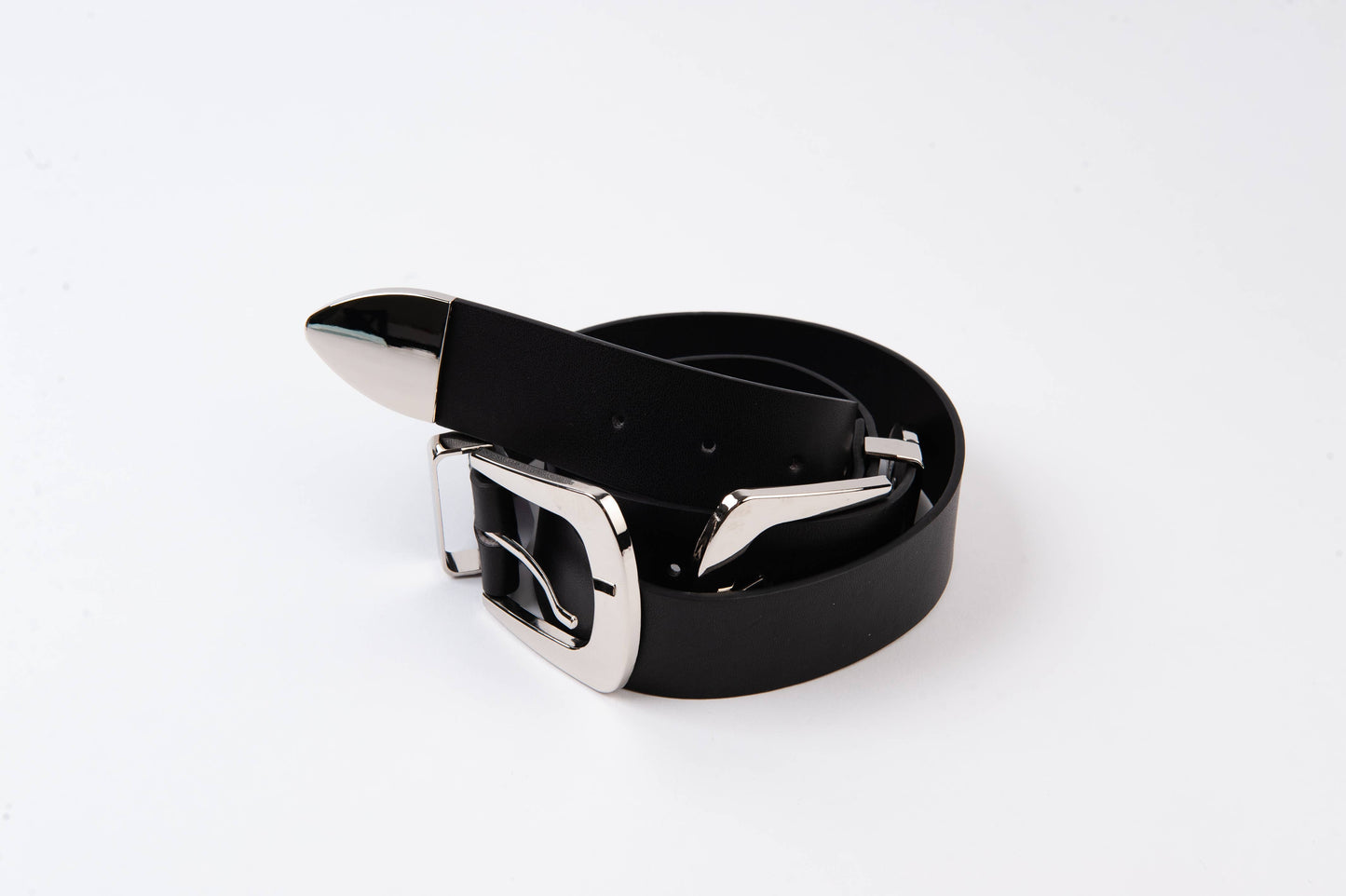 GIDEON VEGAN DOUBLE WESTERN BUCKLE BELT-BLACK