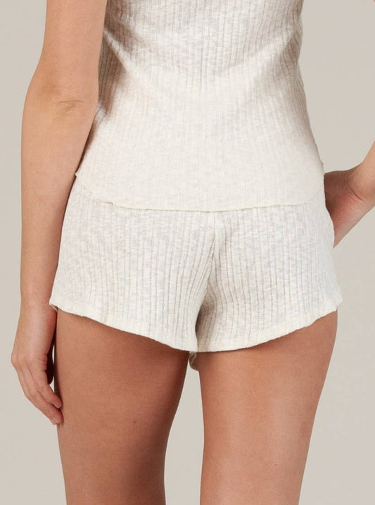 LIVVY KNIT SHORTS-MILK TEA