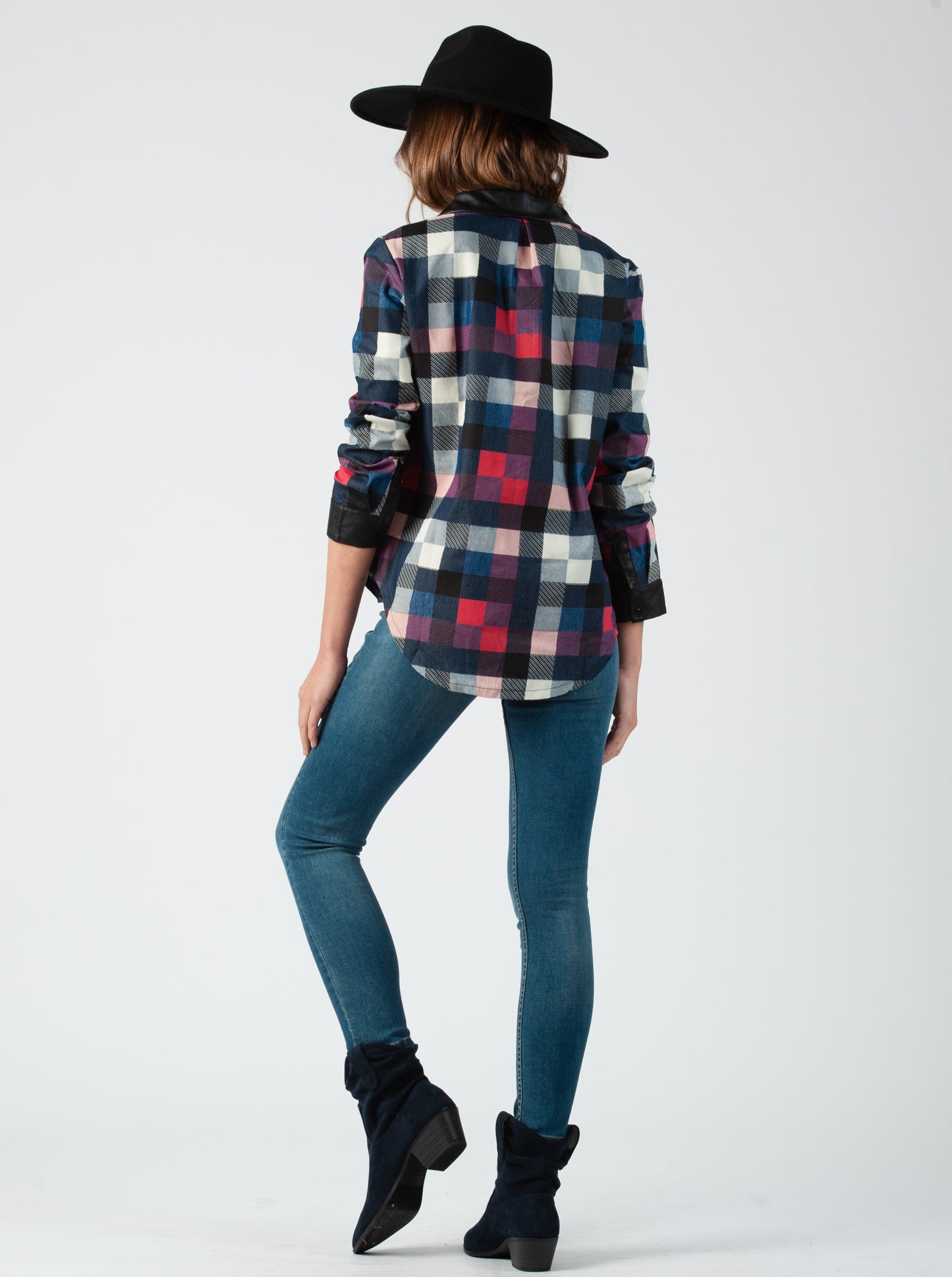 PLAID PATCHWORK BUTTON DOWN
