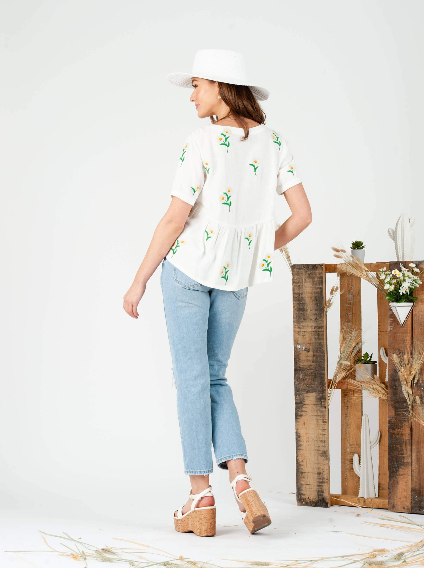 DAISY BABYDOLL TOP-WHITE