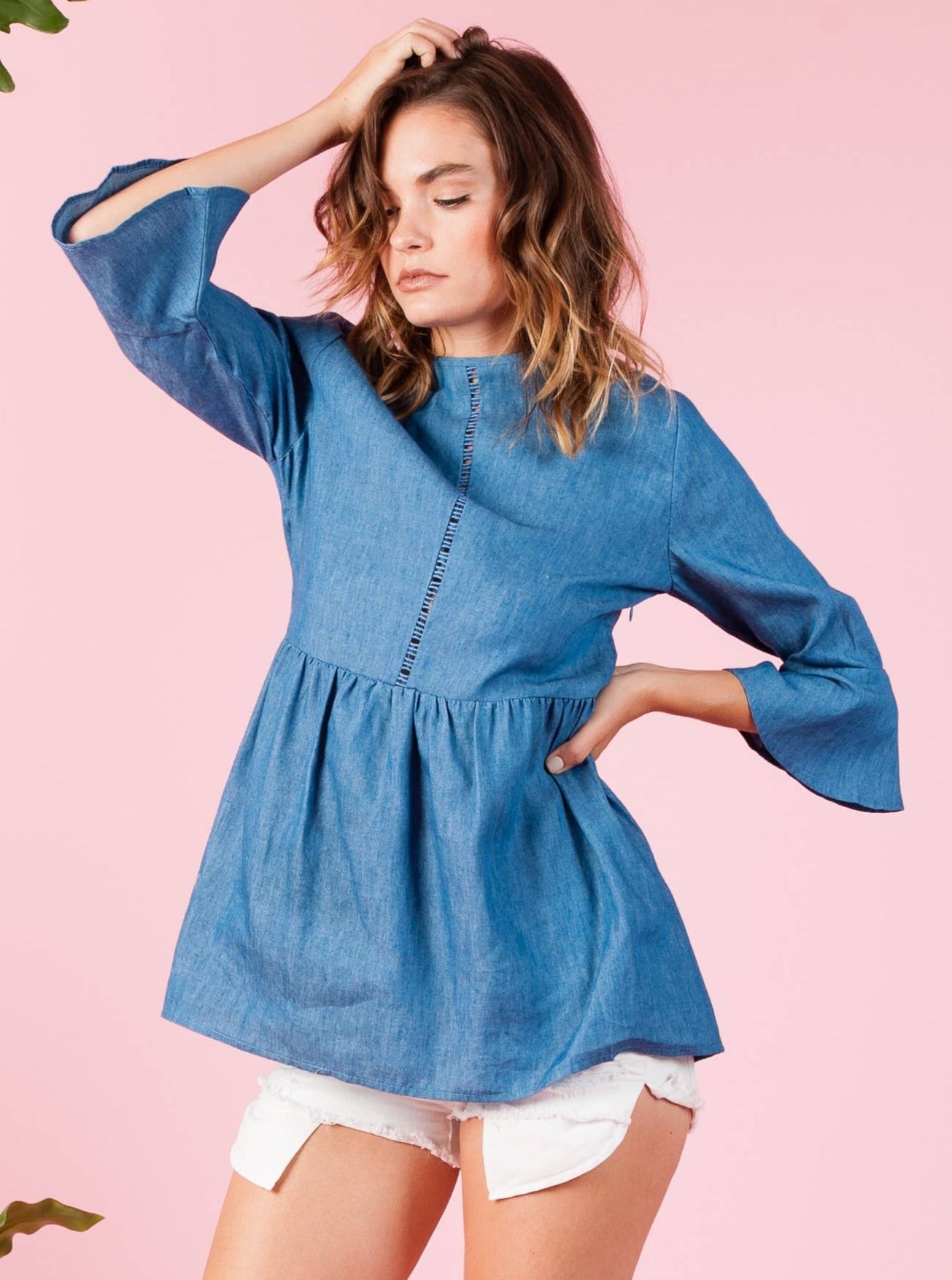 LADDER TRIP TUNIC-LIGHT DENIM