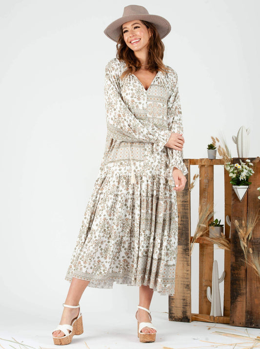 CHATURANGA MAXI DRESS-SAGE FLORAL
