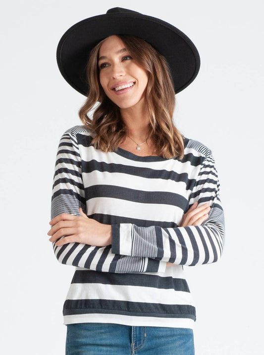 MAURA MIXED STRIPES TOP-STRIPES
