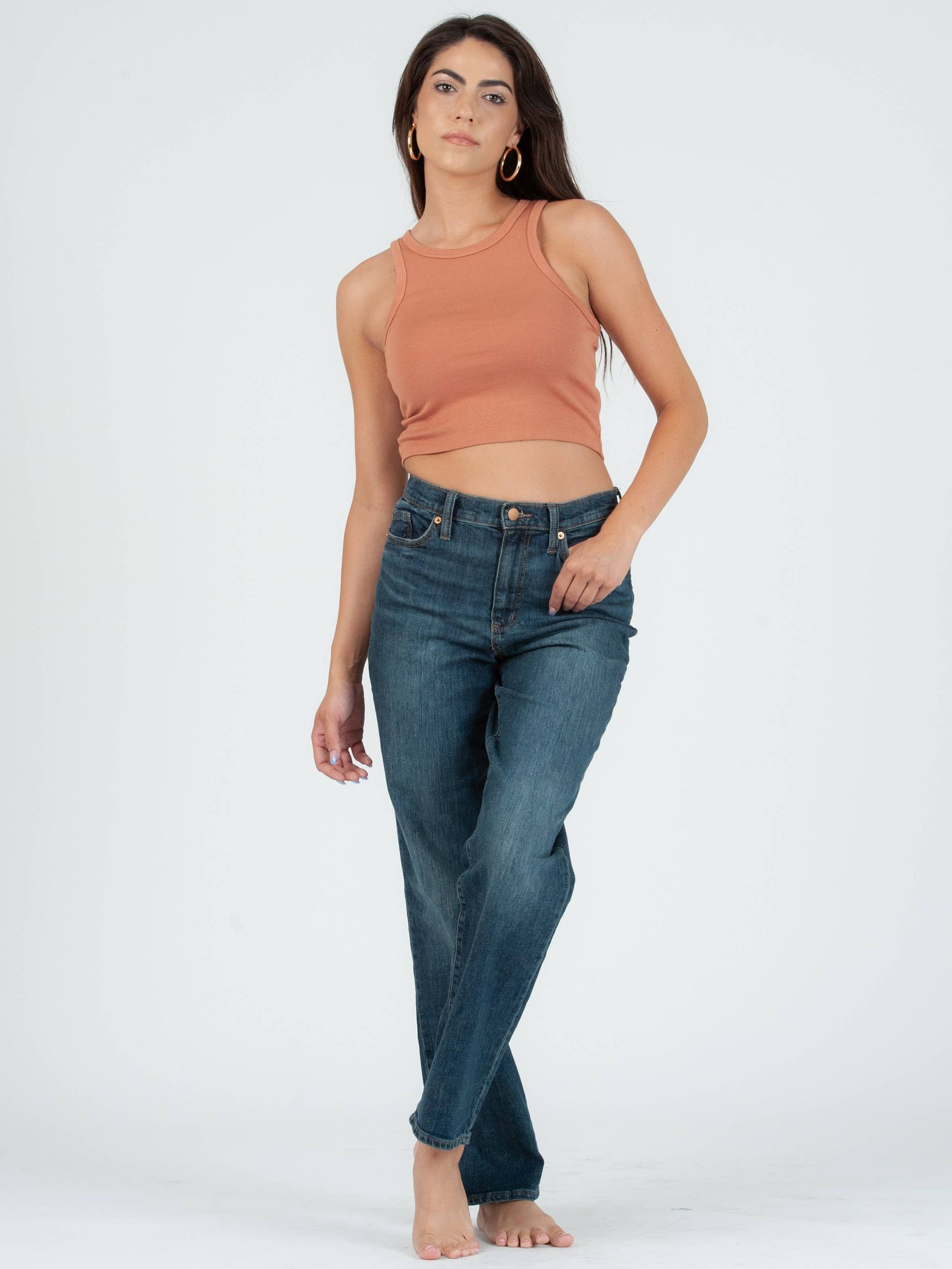 ALI CROPPED RACERBACK TANK-TERRACOTTA