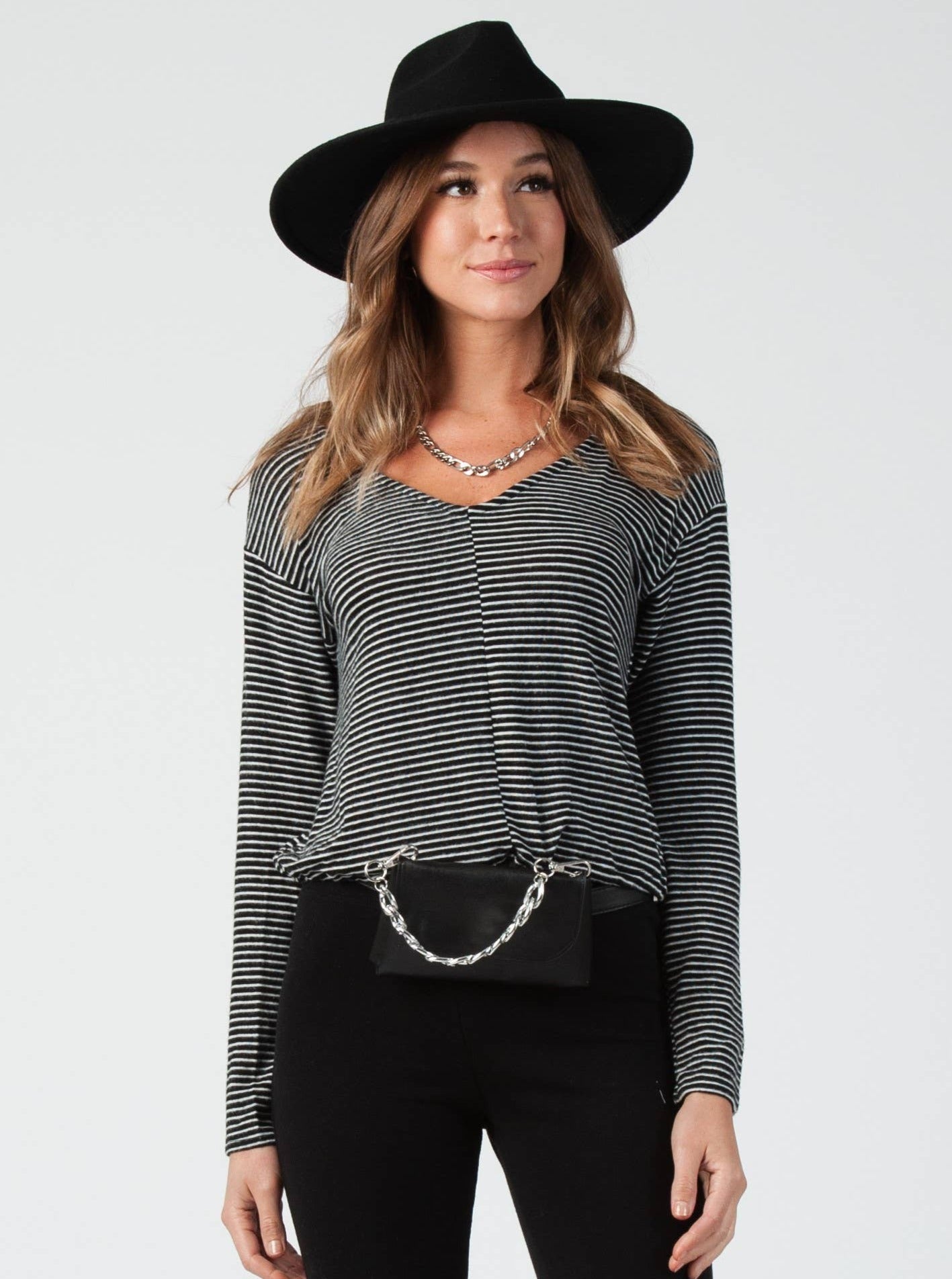 PIE LS DRAWSTRING TOP-BW