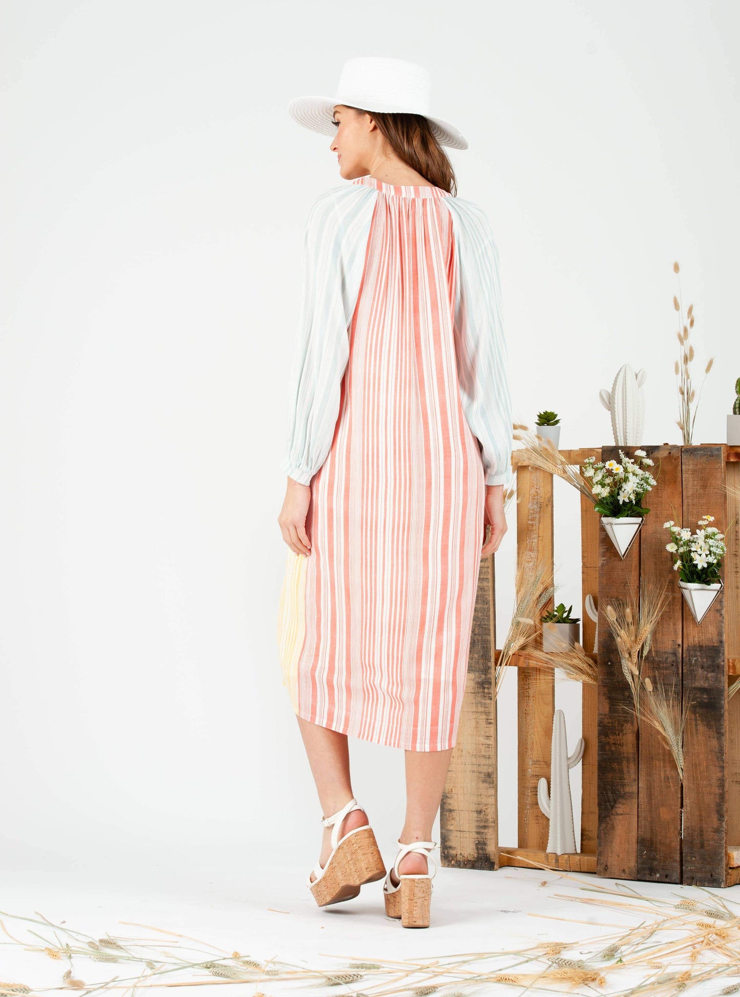 BUTTERCUP MIDI DRESS-SUNBURST STRIPES