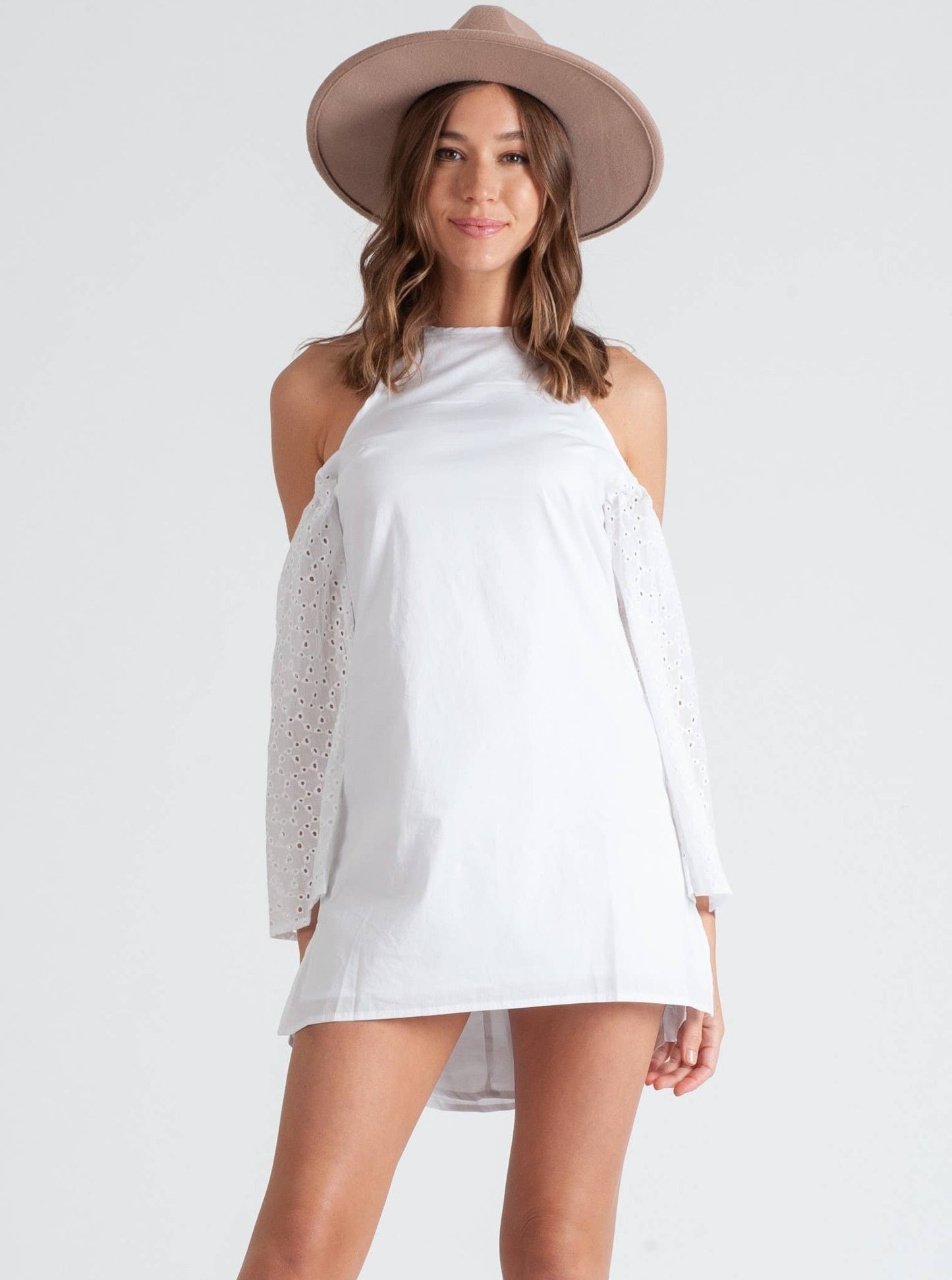 Mari Cold Shoulder Dress with Contrast Sleeves