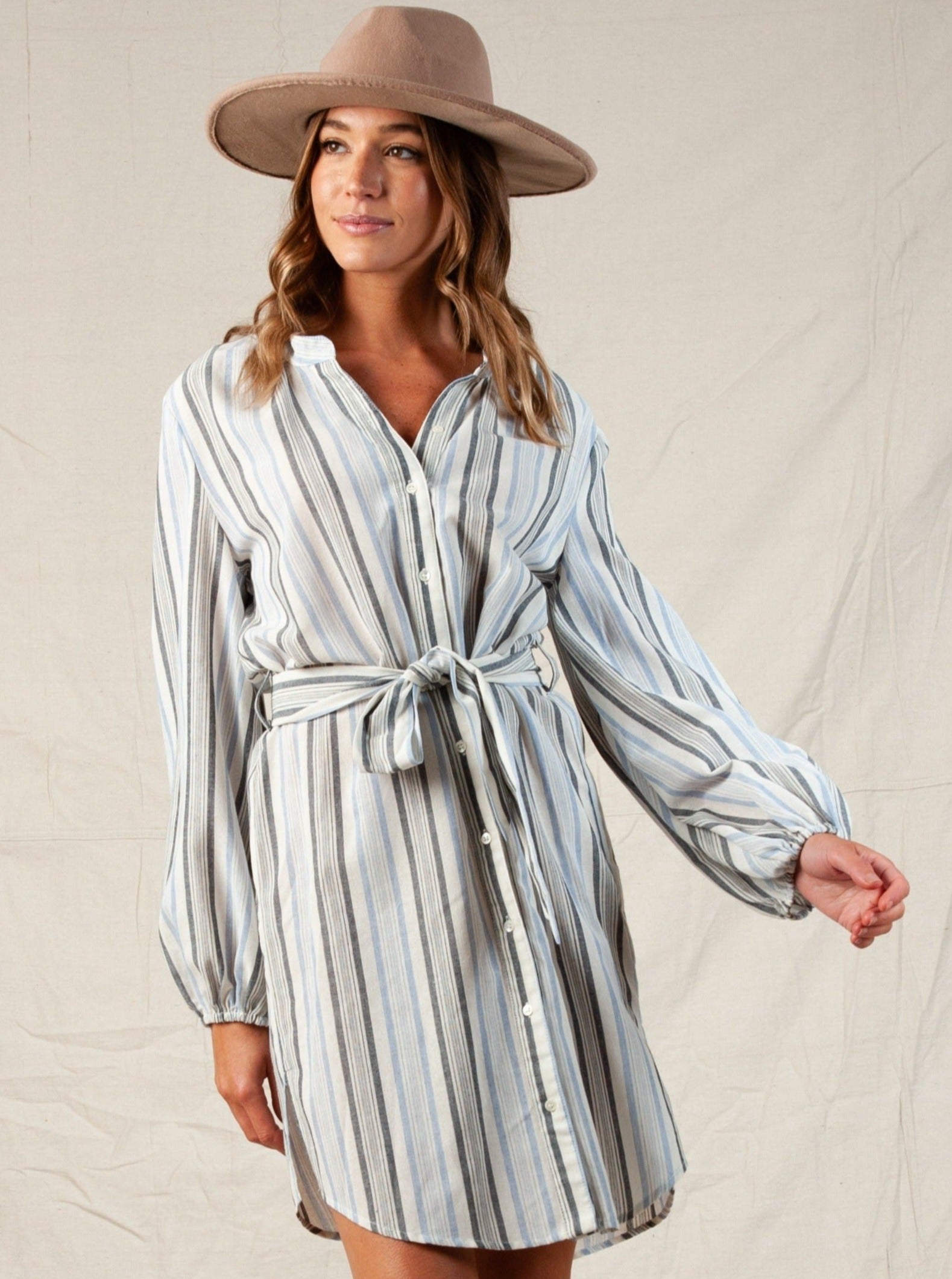 bailey shirt dress BAILEY SHIRT DRESS-OCEAN STRIPE XS