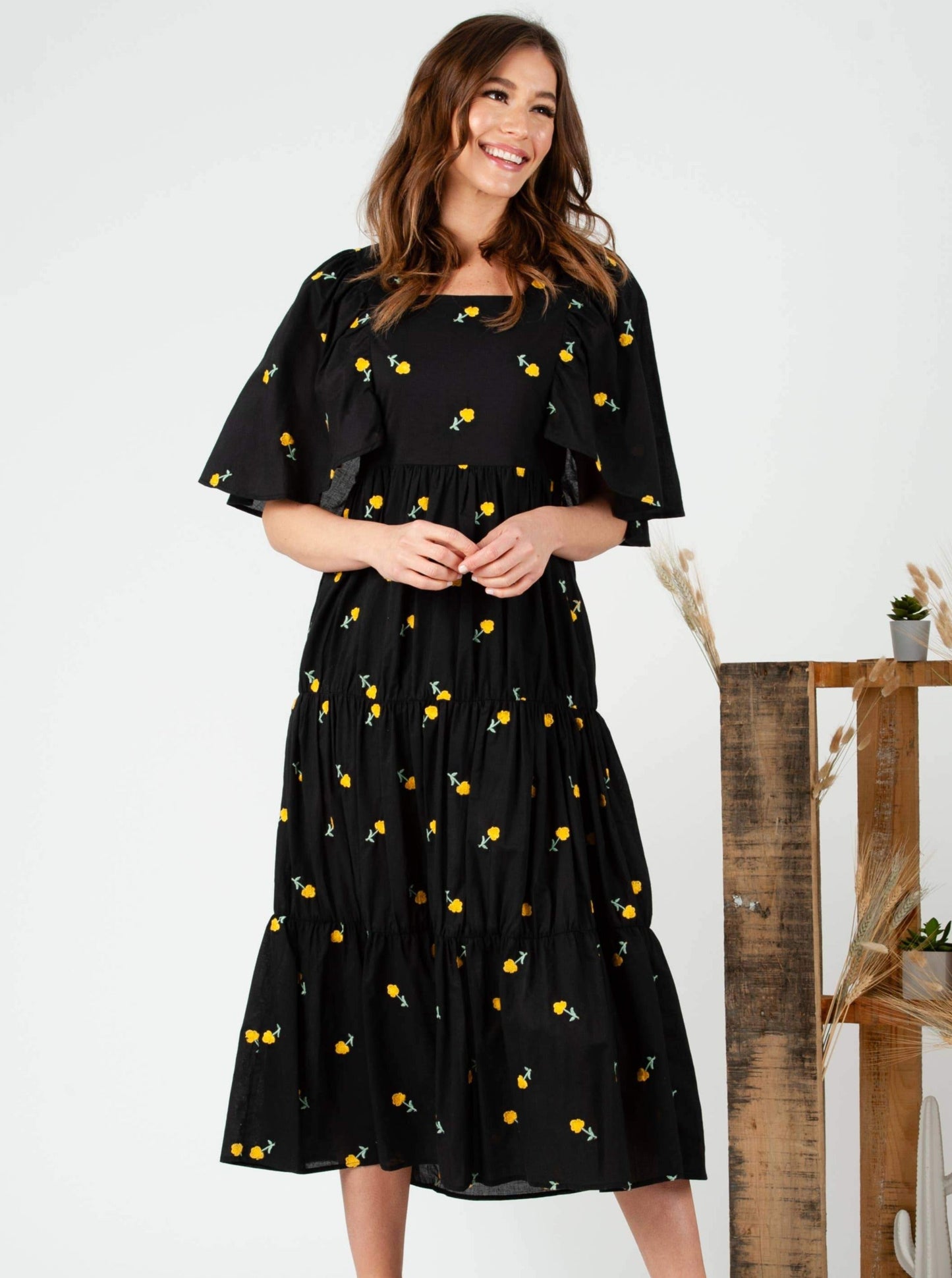 LCD2382-Ahimsa Maxi Embroidered Dress