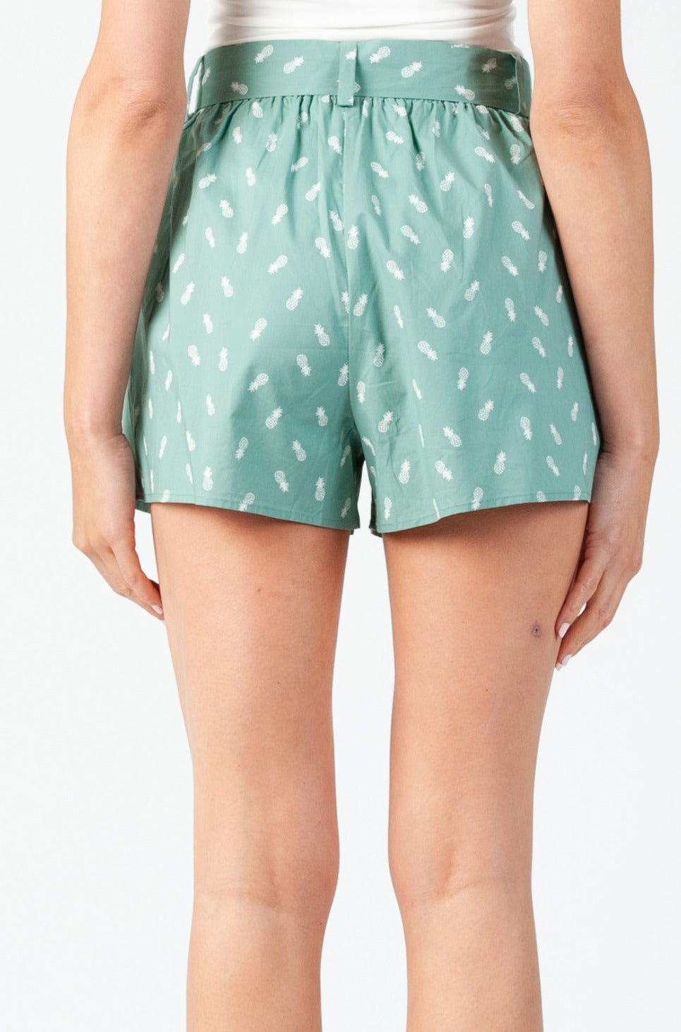 GABBY PAPER BAG SHORTS-TEAL PINEAPPLE