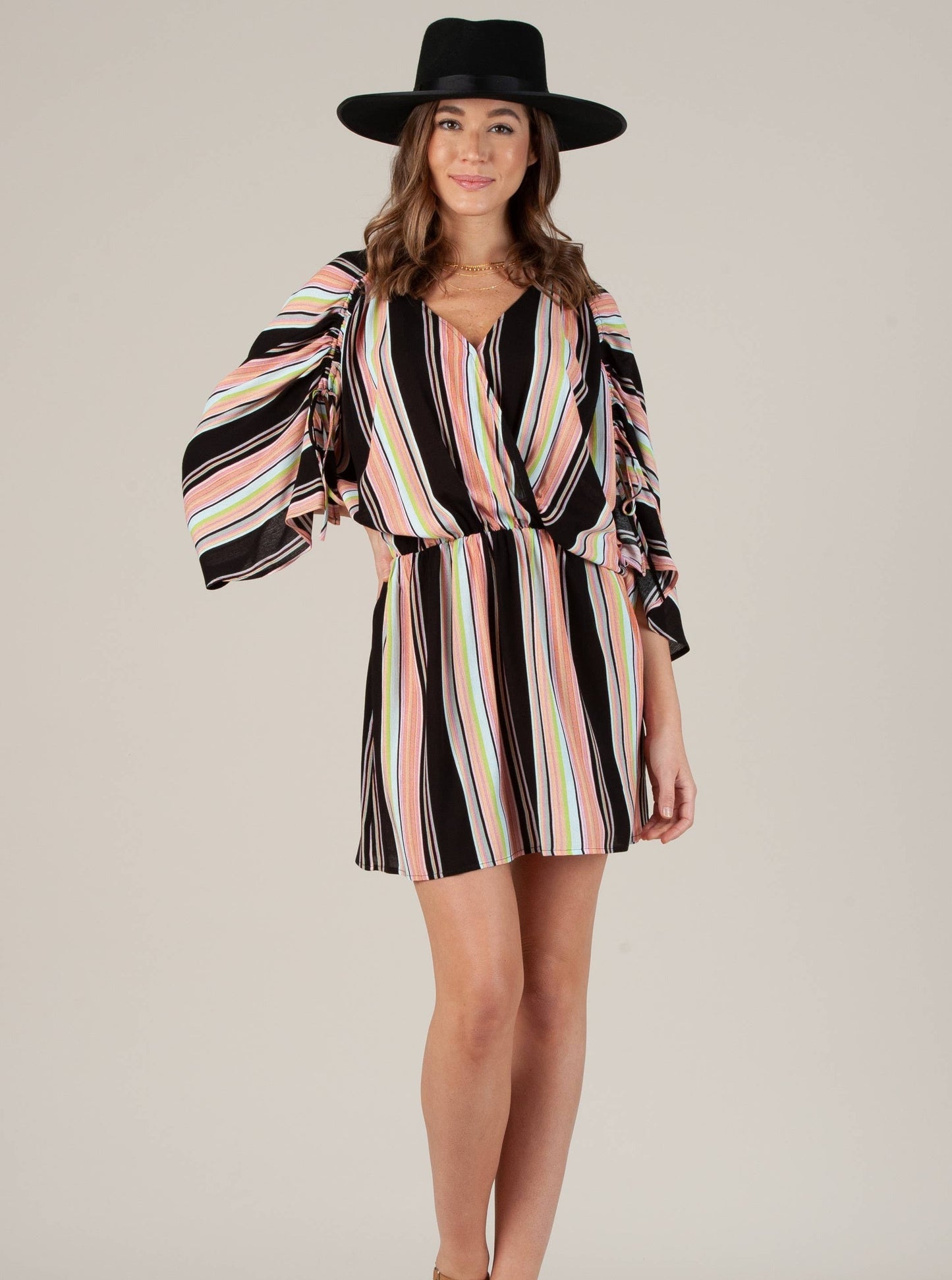 LUCIANA SURPLUS DRESS-BLACK MULTI