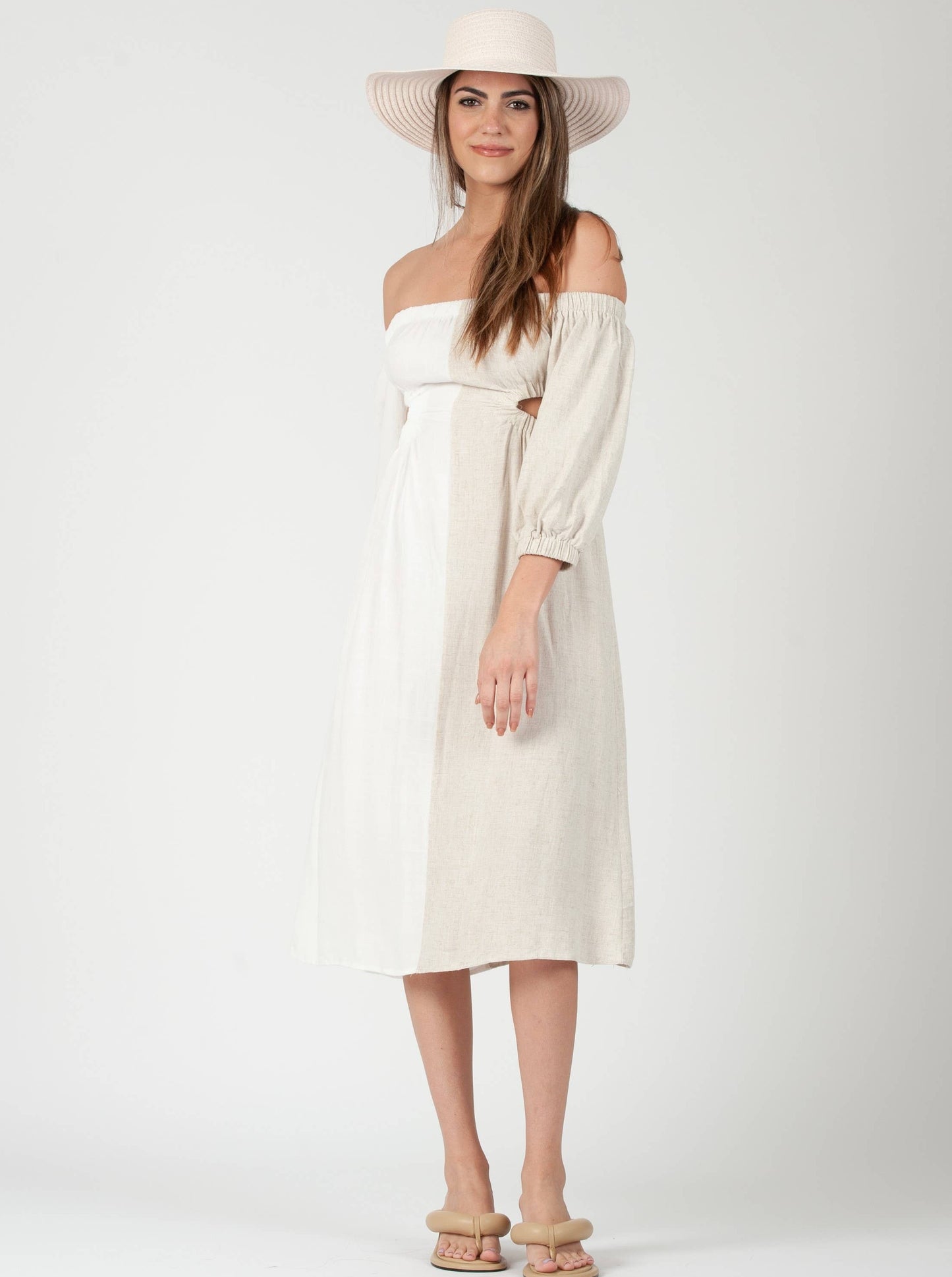 COLORBLOCK LINEN DRESS