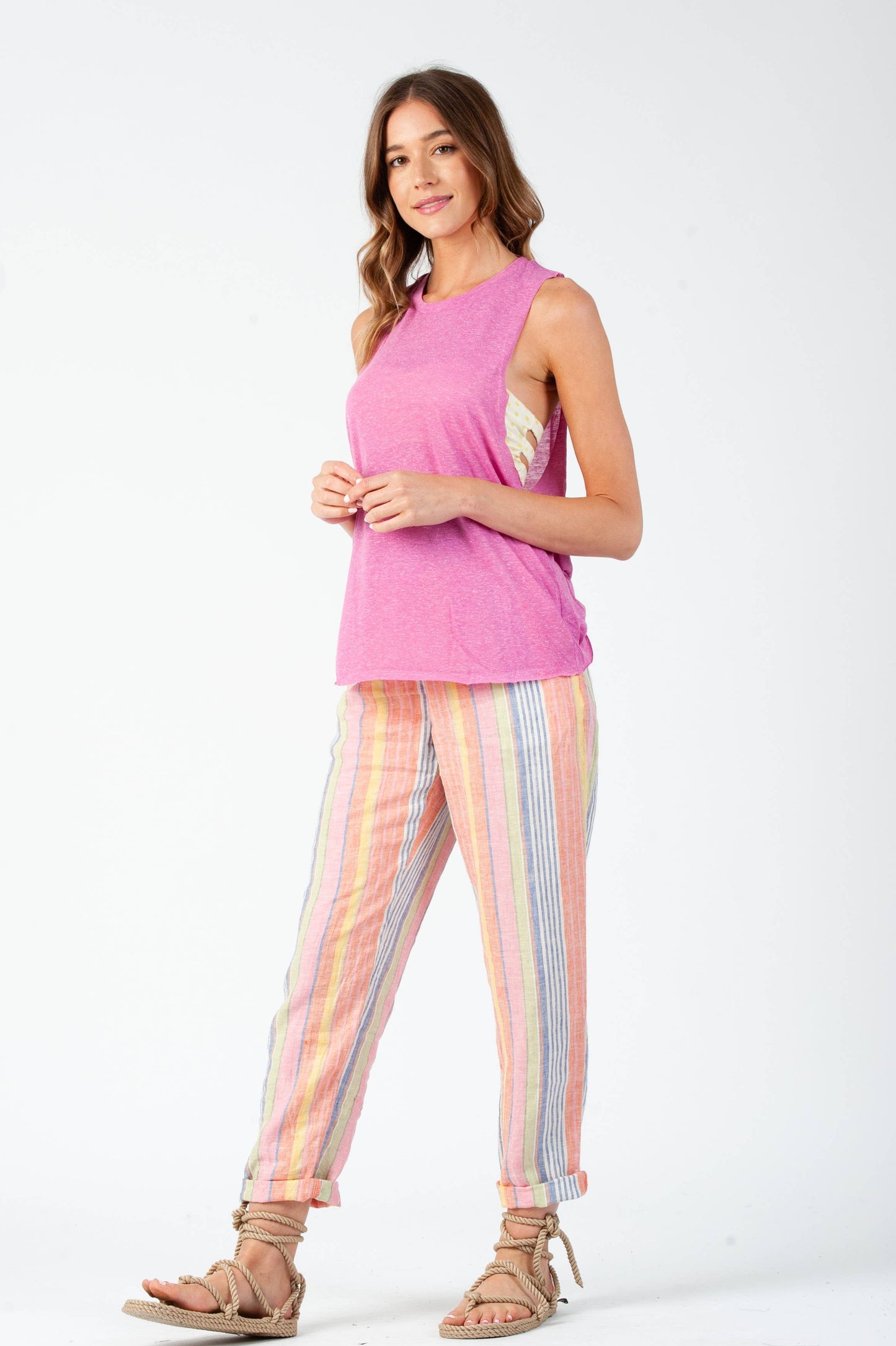 LIZ DROPPED ARMHOLE TANK-FUSCHIA