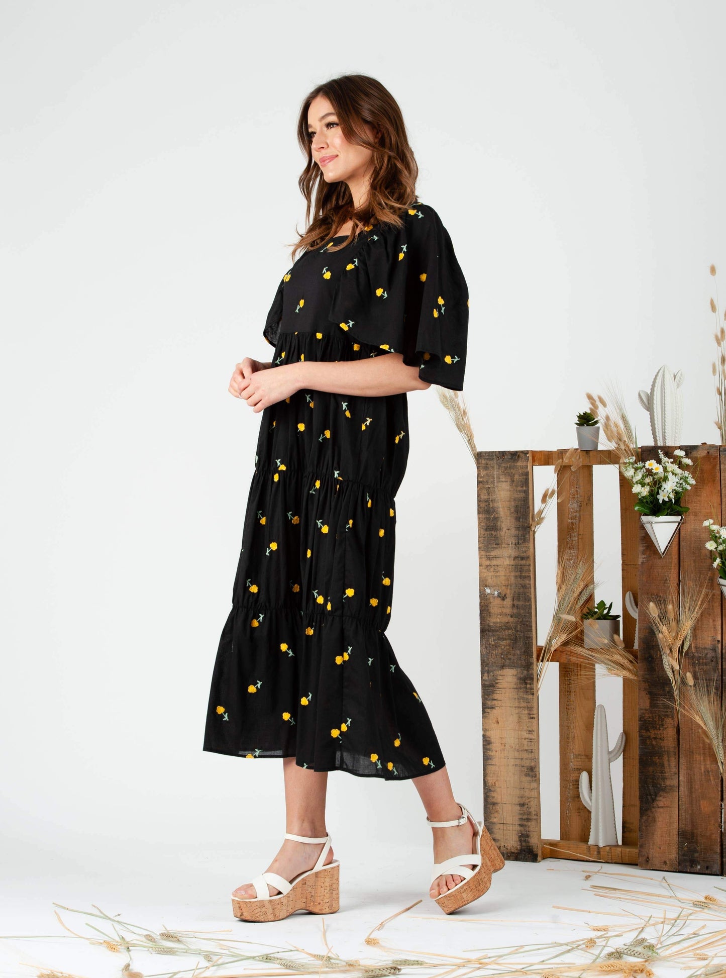 Women's Flower Embroidered Maxi Dress