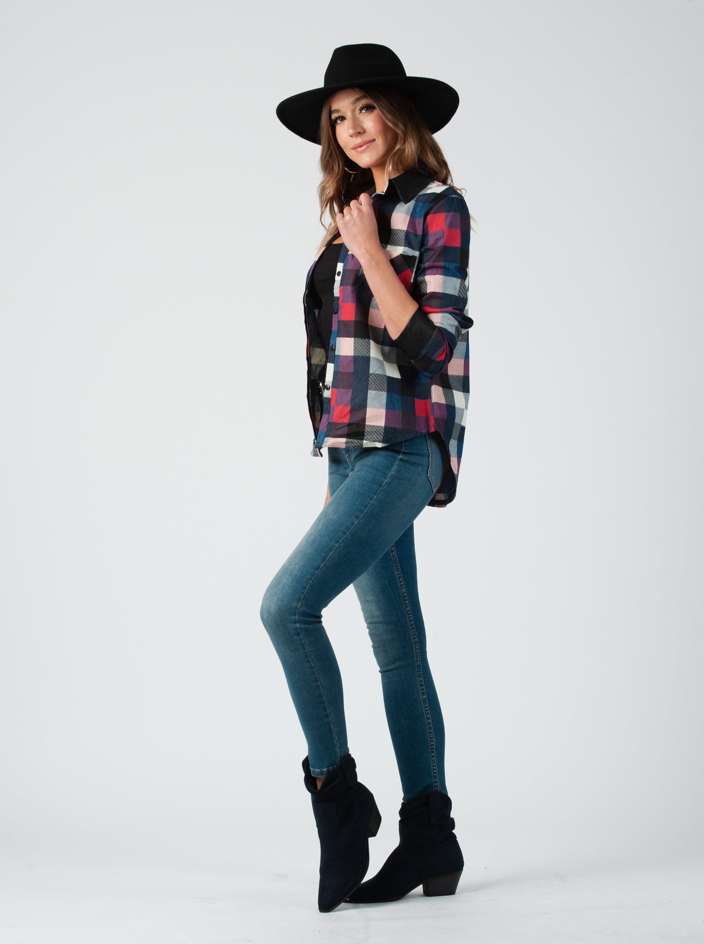 PLAID PATCHWORK BUTTON DOWN