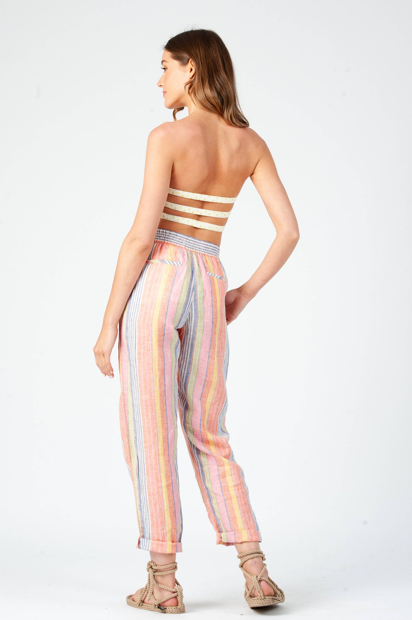 STRAPPY BACK BANDEAU-LIME DOT