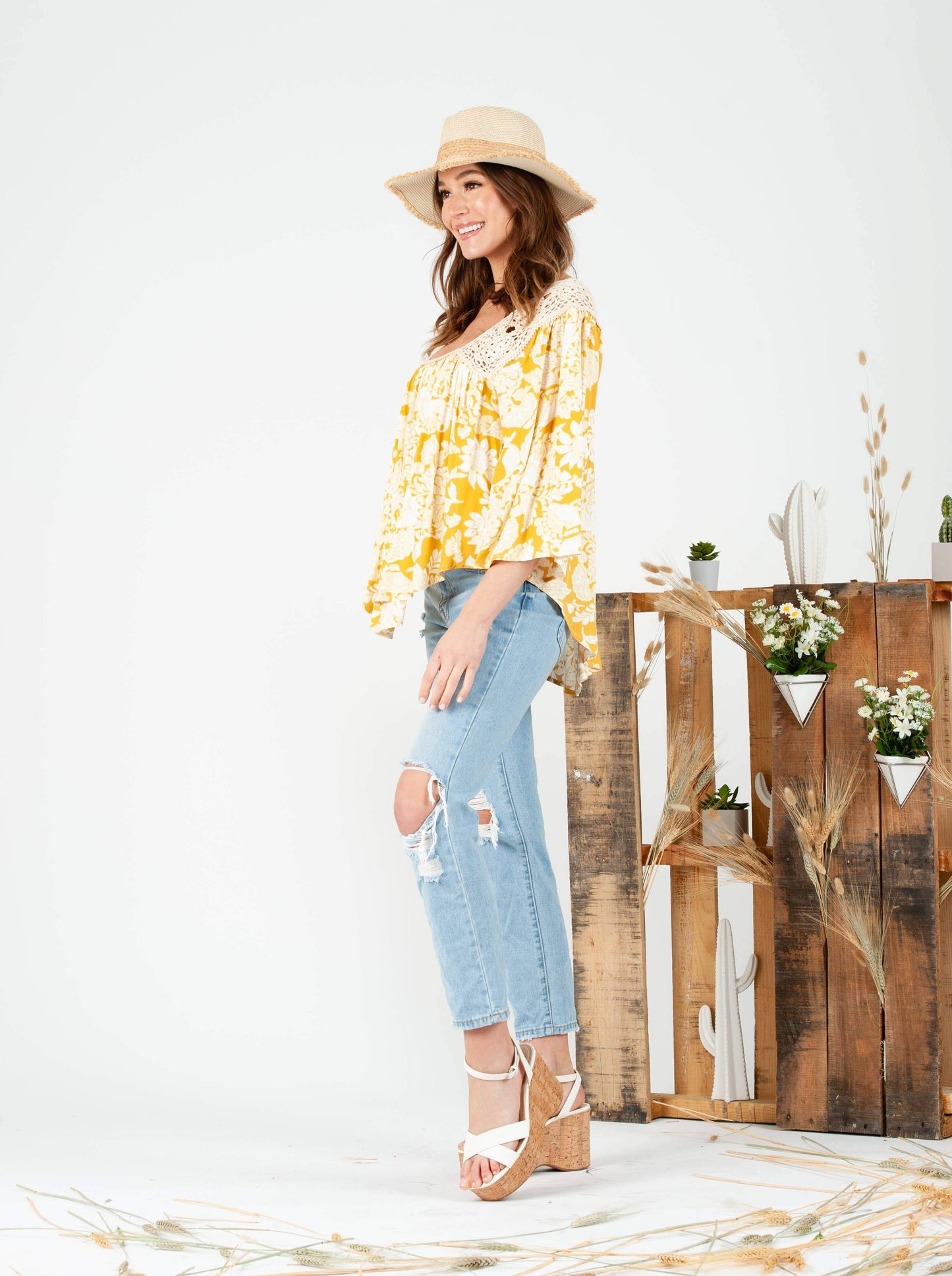 PRANA CHROCHET TRIM TOP-SUNNY