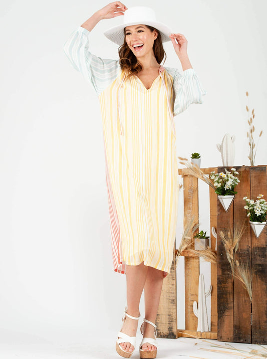 BUTTERCUP MIDI DRESS-SUNBURST STRIPES