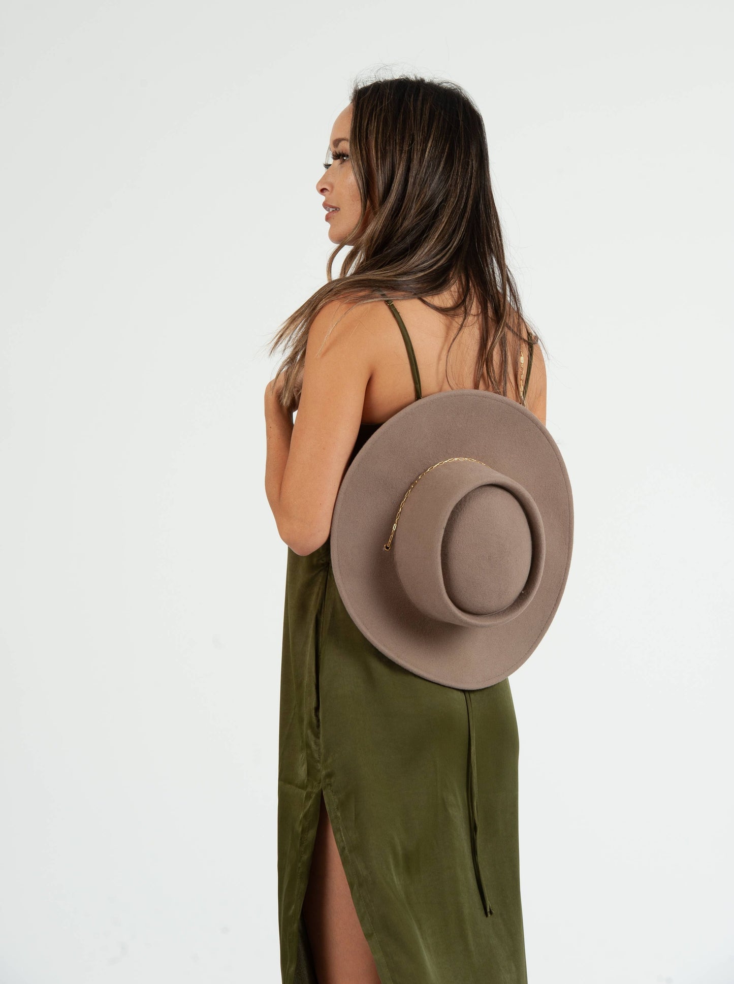 SIERRA SATIN TIE BACK DRESS-MOSS GREEN