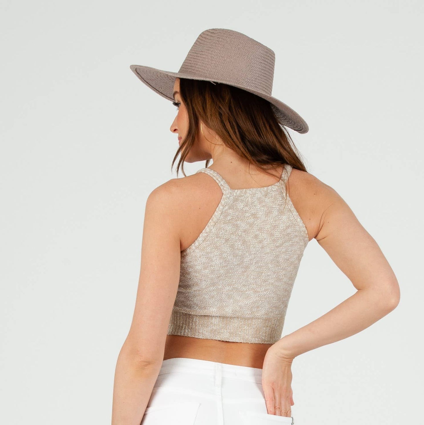 GEORGIA SWEATER CROP TOP-KHAKI