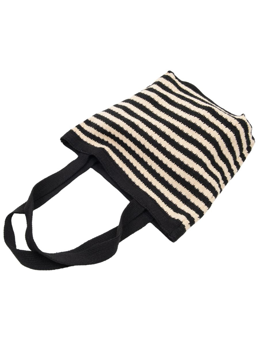 HERITAGE BOHO STRIPES TOTE BAG-BLACK