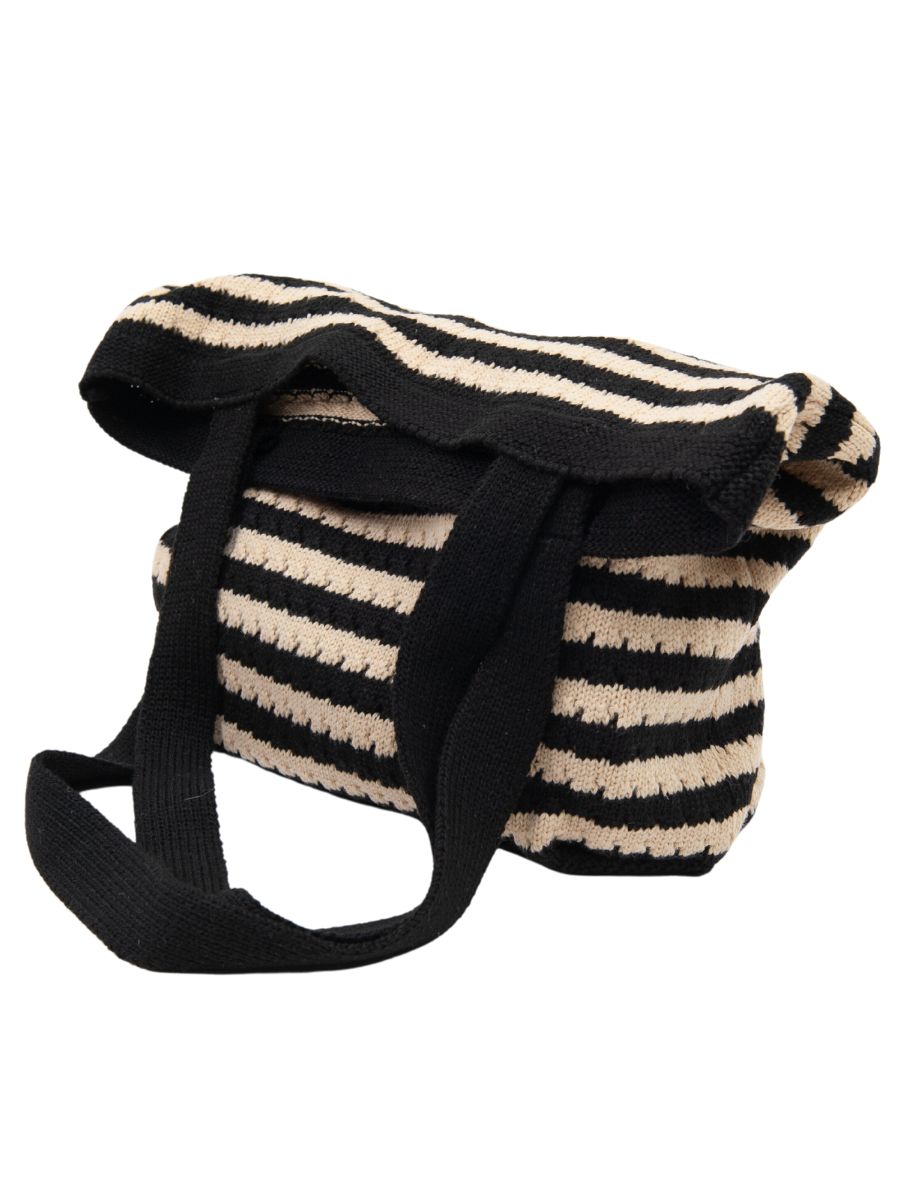 HERITAGE BOHO STRIPES TOTE BAG-BLACK
