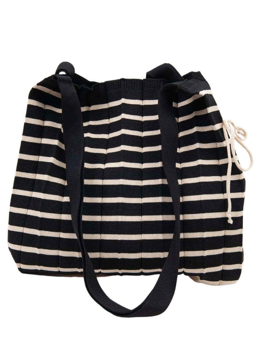 ACCORDION KNIT TOTE BAG-BLACK