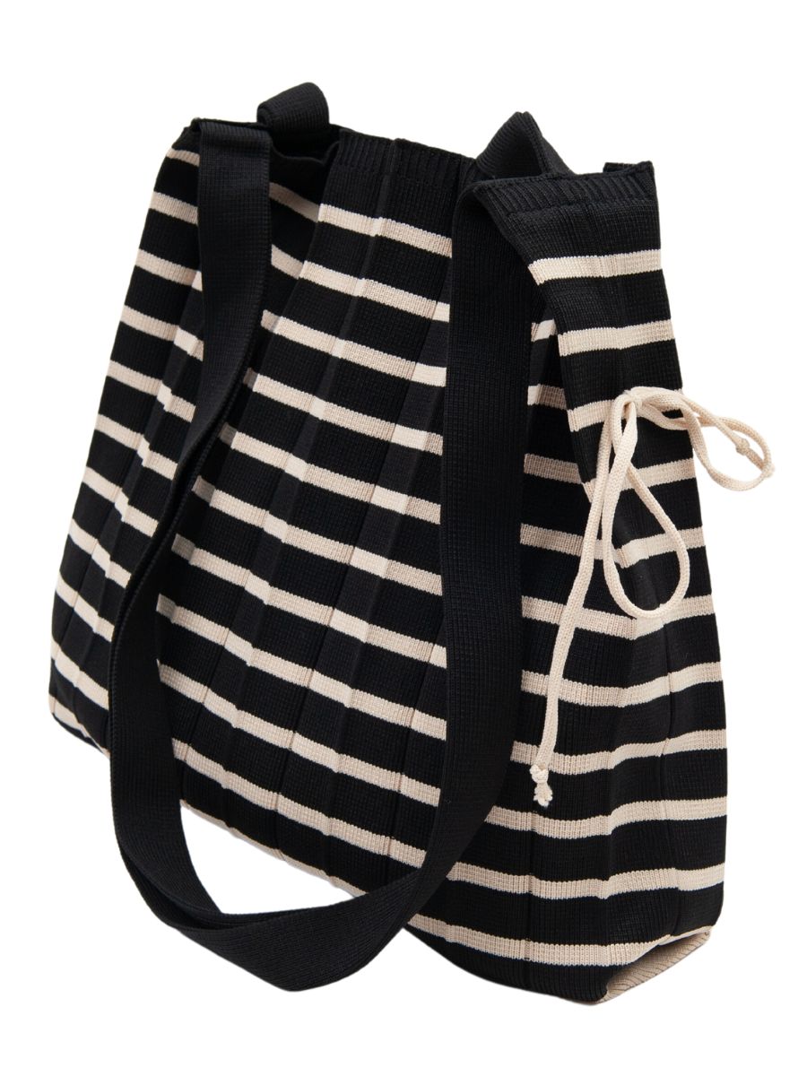 ACCORDION KNIT TOTE BAG-BLACK