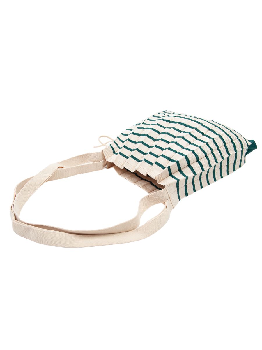 ACCORDION KNIT TOTE BAG-GREEN