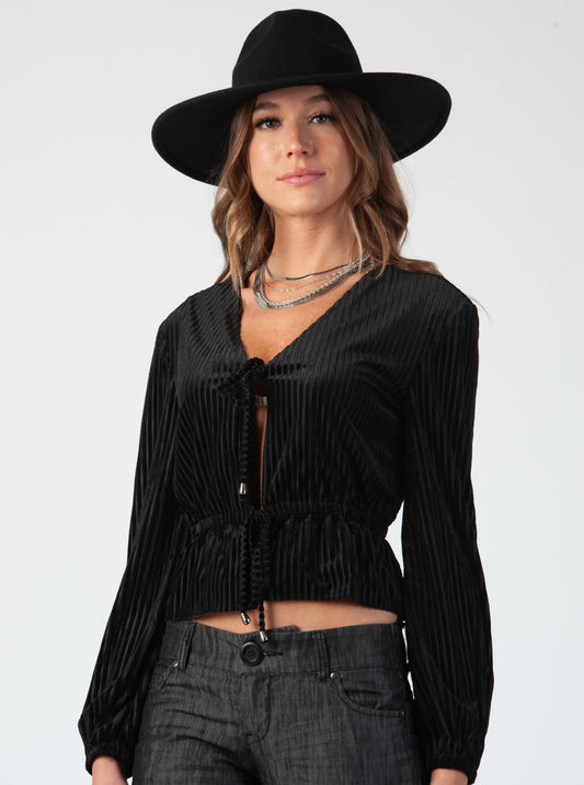 SHADOW STRIPED BLOUSE-NIGHTSHADE STRIPE