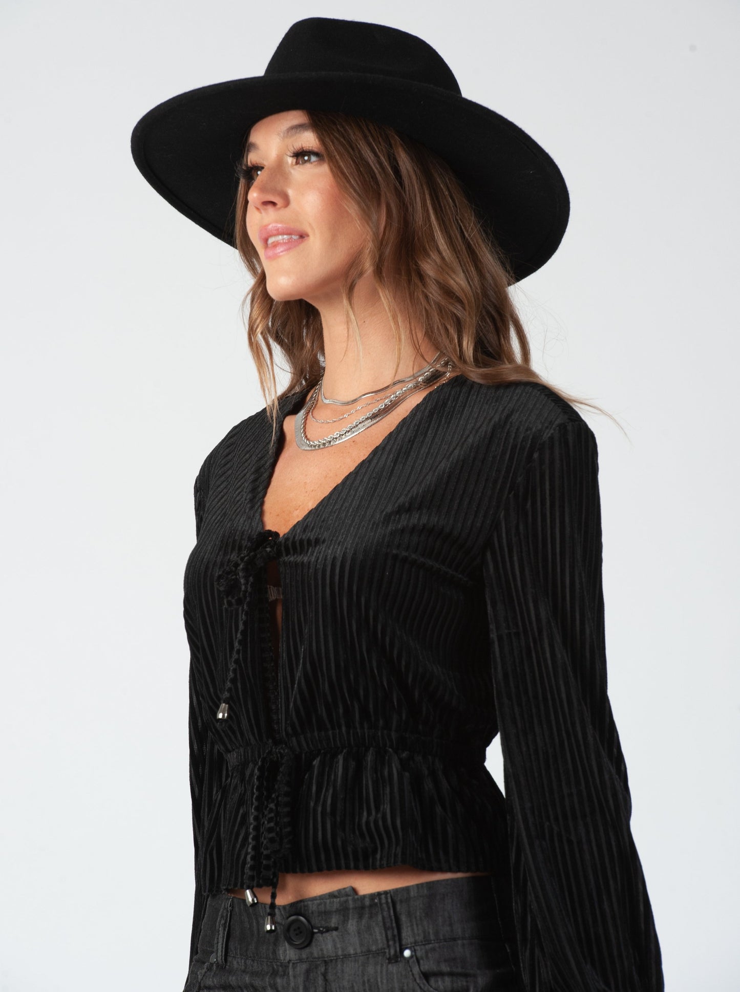 SHADOW STRIPED BLOUSE-NIGHTSHADE STRIPE