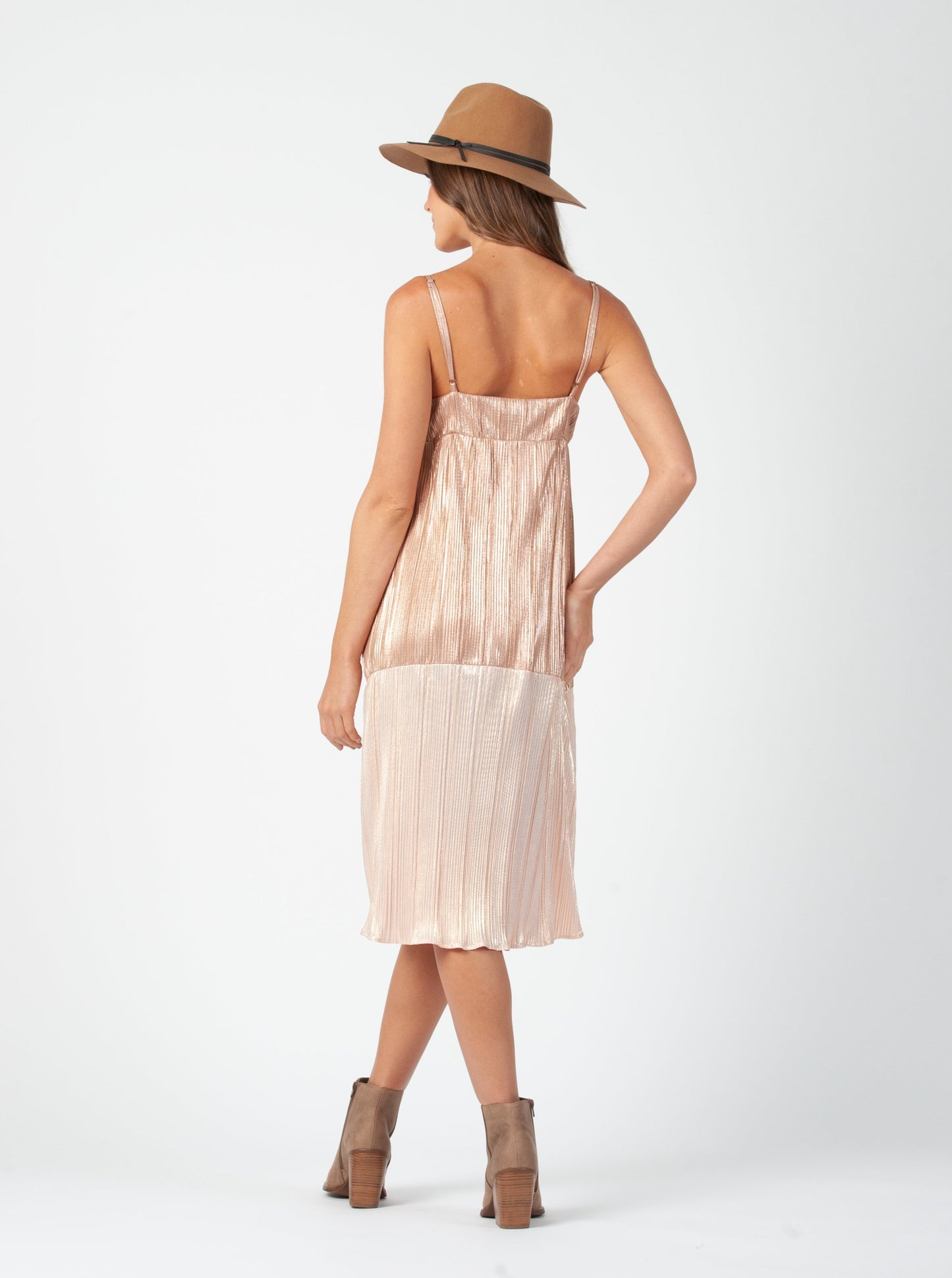 AMARONE MIDI DRESS-ROSE GOLD COLORBLOCK