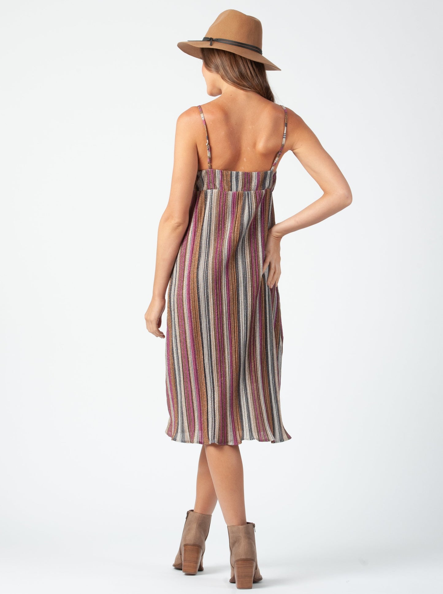 Women's Striped Lurex Midi Dress