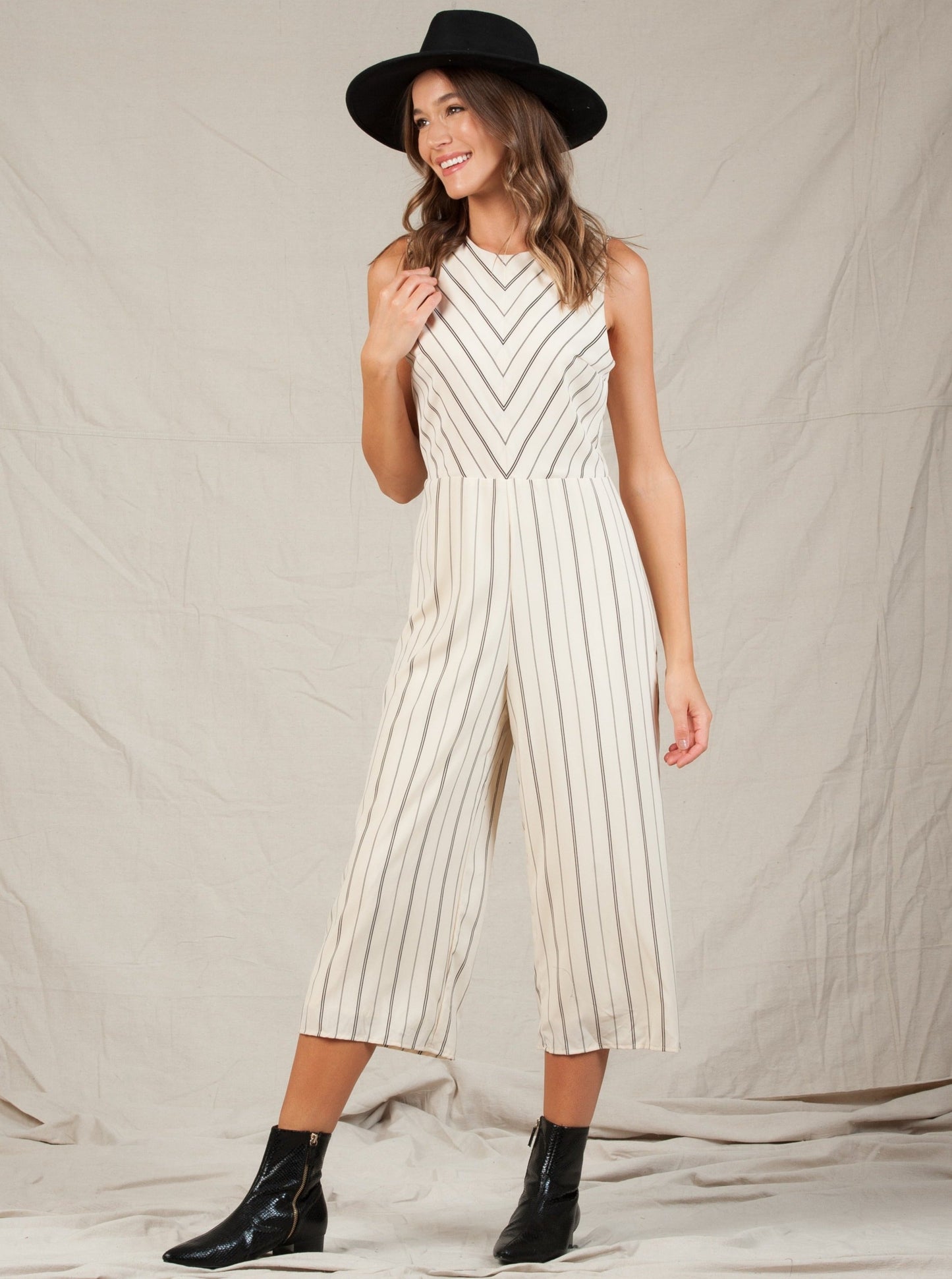 CHAYA CHEVRON STRIPED JUMPSUIT