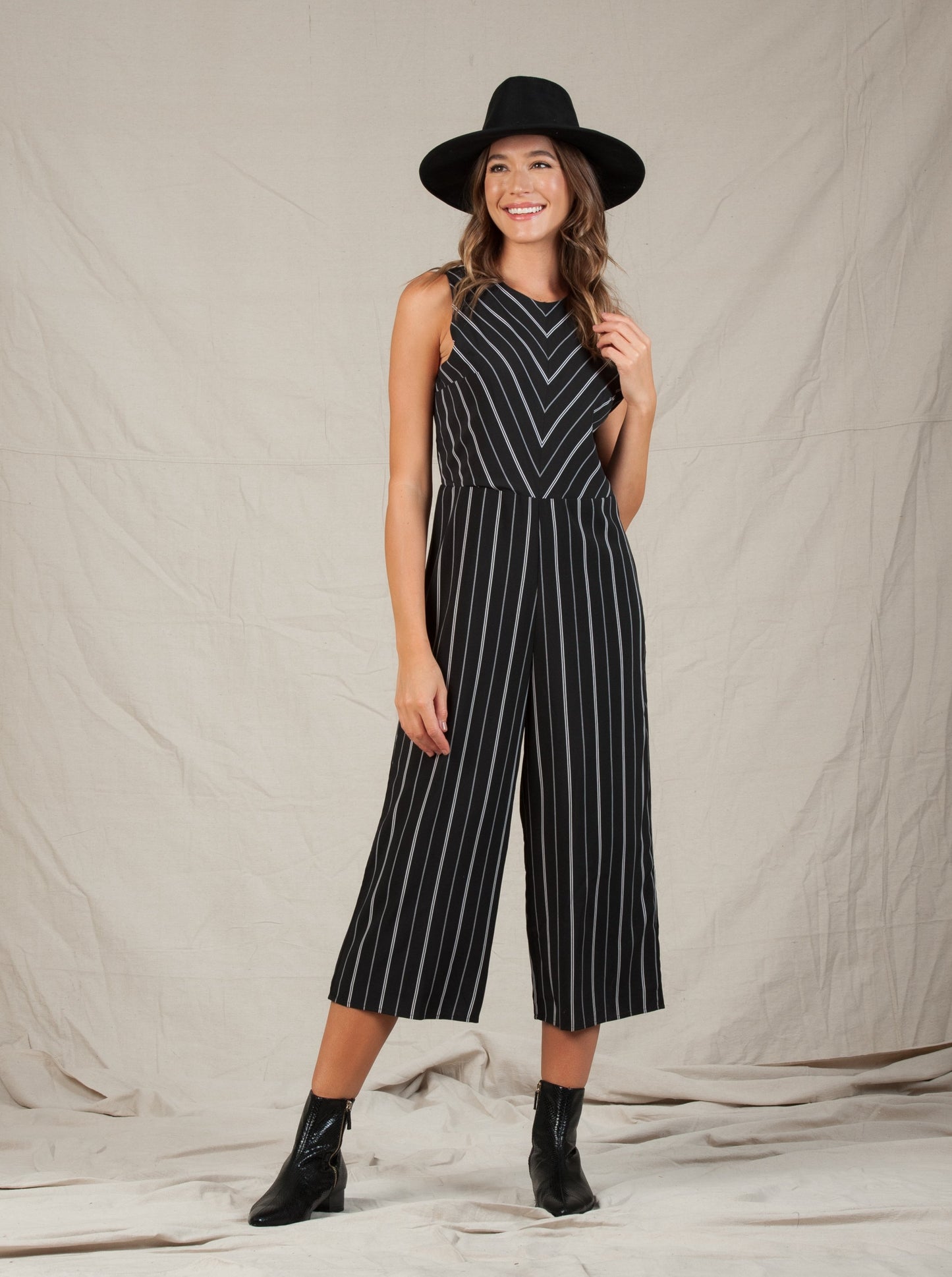 CHAYA CHEVRON STRIPED JUMPSUIT