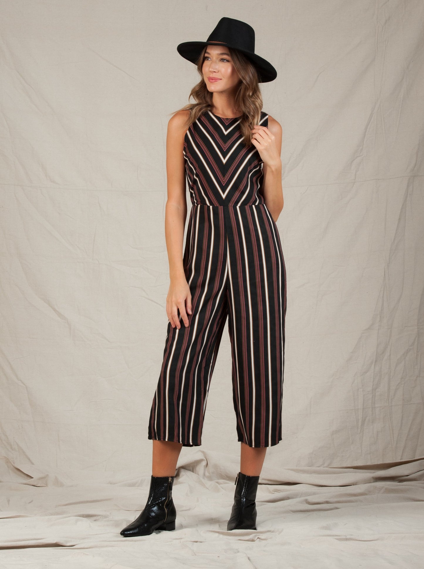 CHAYA CHEVRON STRIPED JUMPSUIT