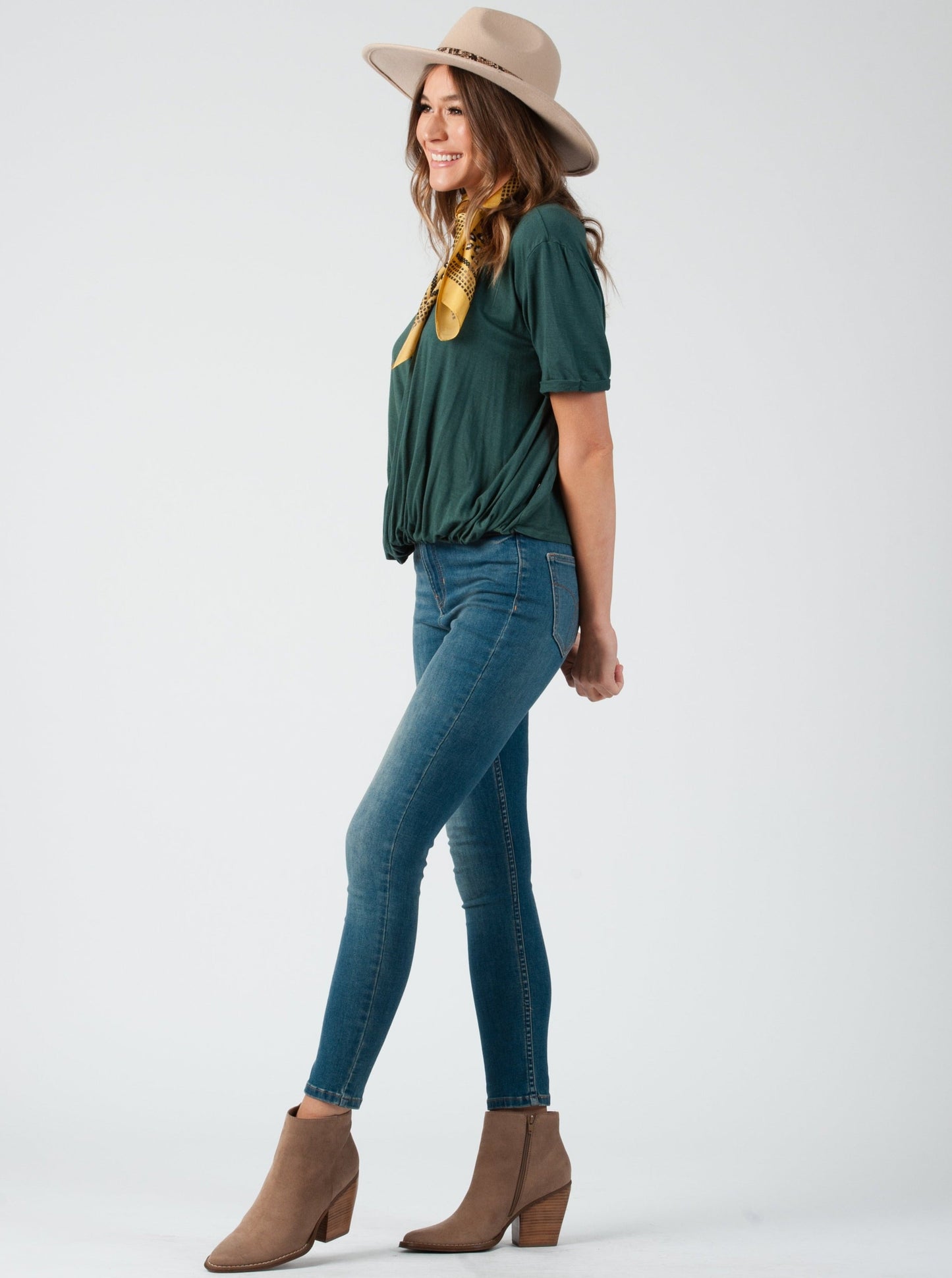 CALLIE SURPLICE DRAPE FRONT TOP-CLOVER