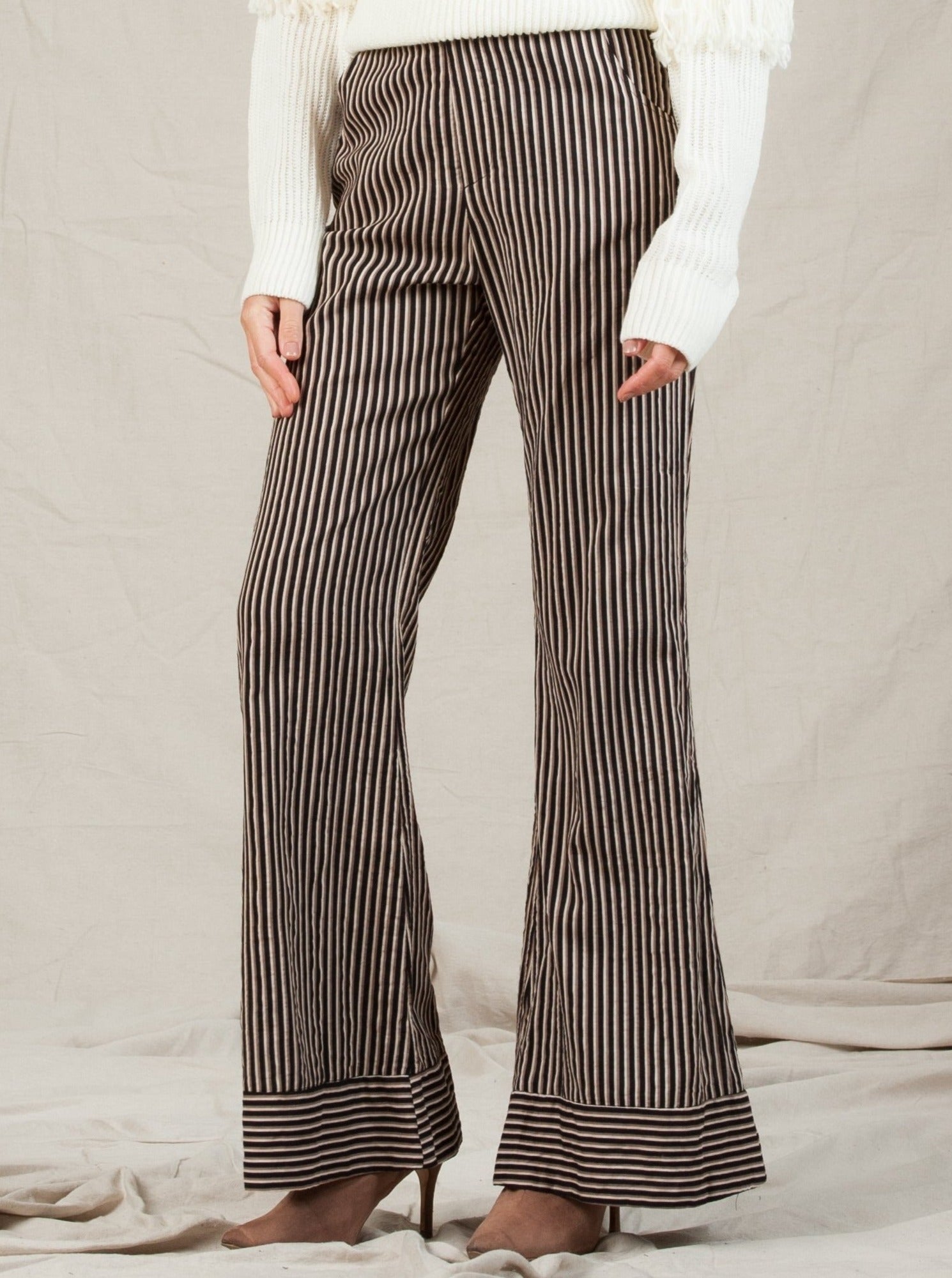 INOA CONTRAST CUFF PANT-BLACK MULTISTRIPE – Lucca Couture
